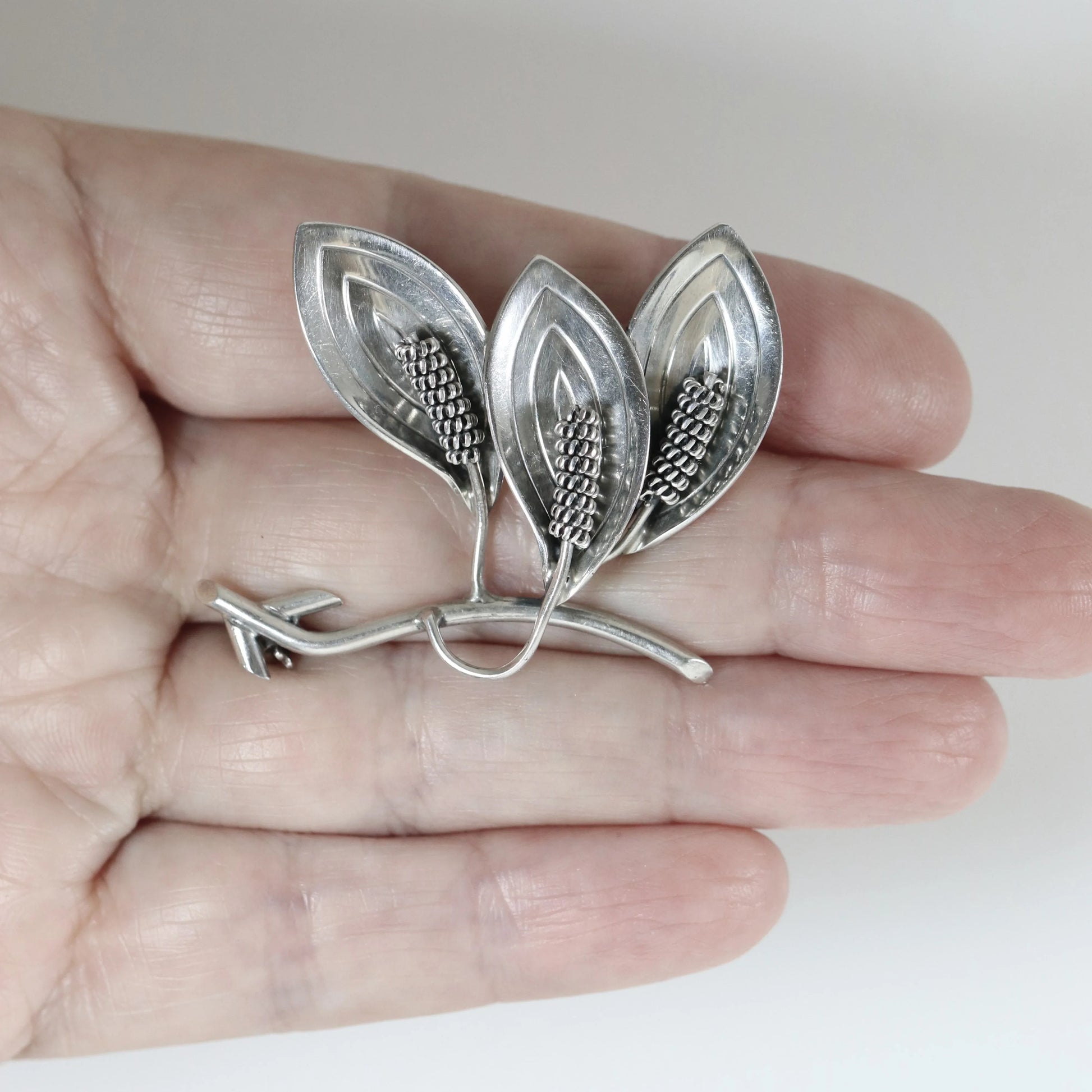 SOLD OUT: Vintage Aarre & Krogh Danish Jewelry | Calla Lily Flower and Stem Brooch - Carmel Fine Silver Jewelry