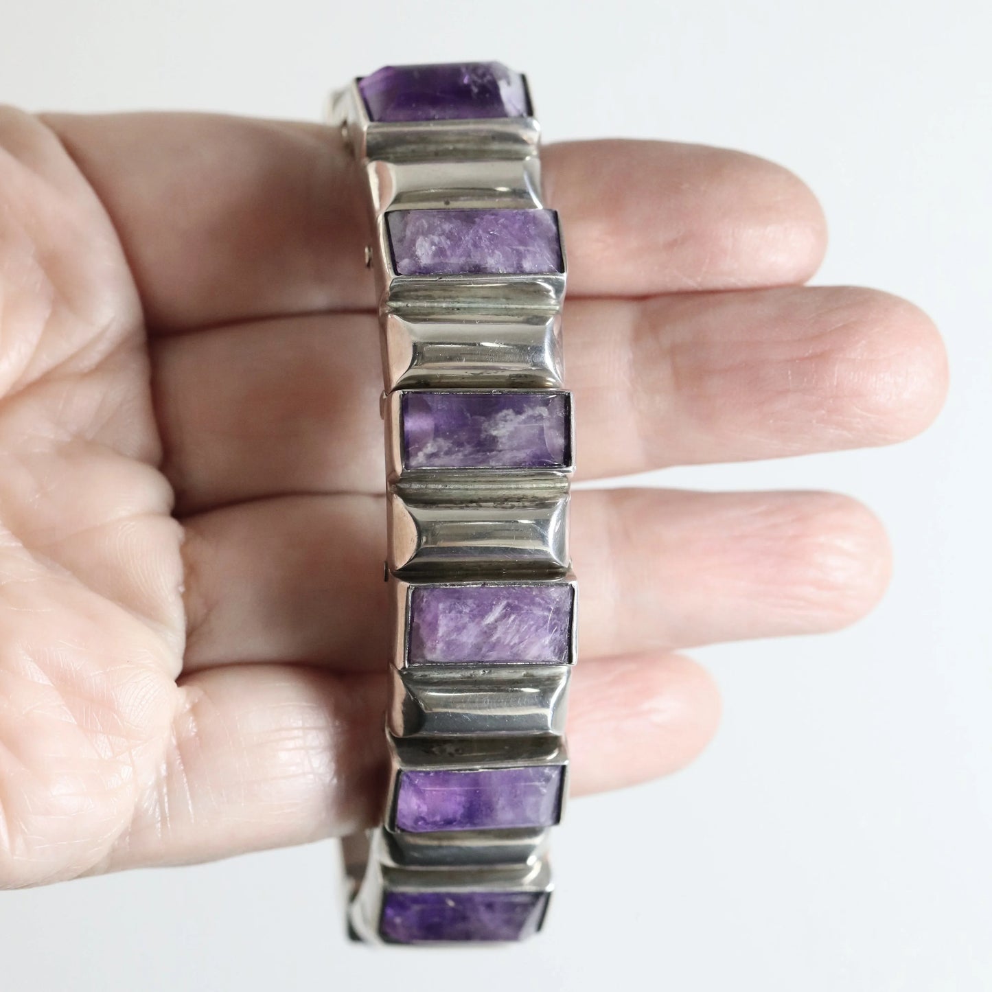 SOLD OUT: Vintage Anthony Pineda Taxco Silver Mexican Jewelry | Handcrafted 970 Silver Amethyst Bracelet - Carmel Fine Silver Jewelry