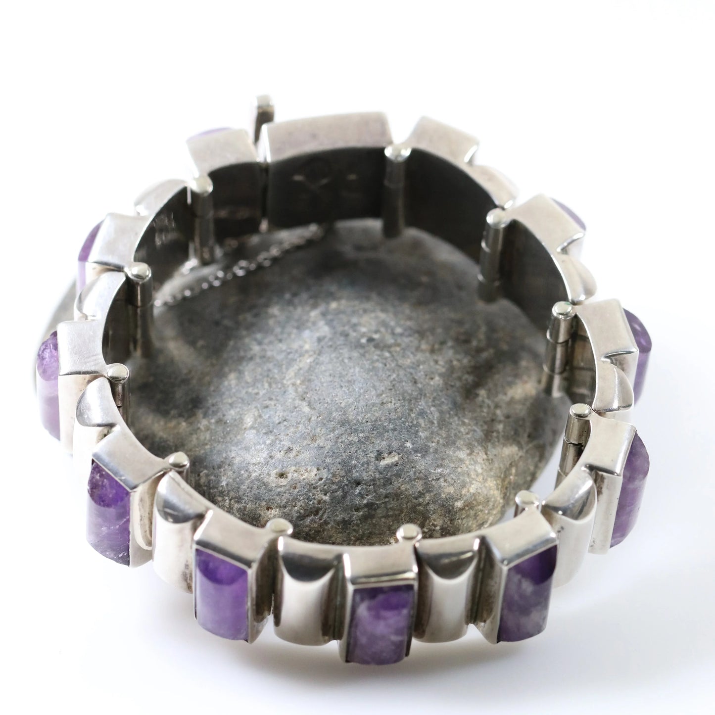 SOLD OUT: Vintage Anthony Pineda Taxco Silver Mexican Jewelry | Handcrafted 970 Silver Amethyst Bracelet - Carmel Fine Silver Jewelry