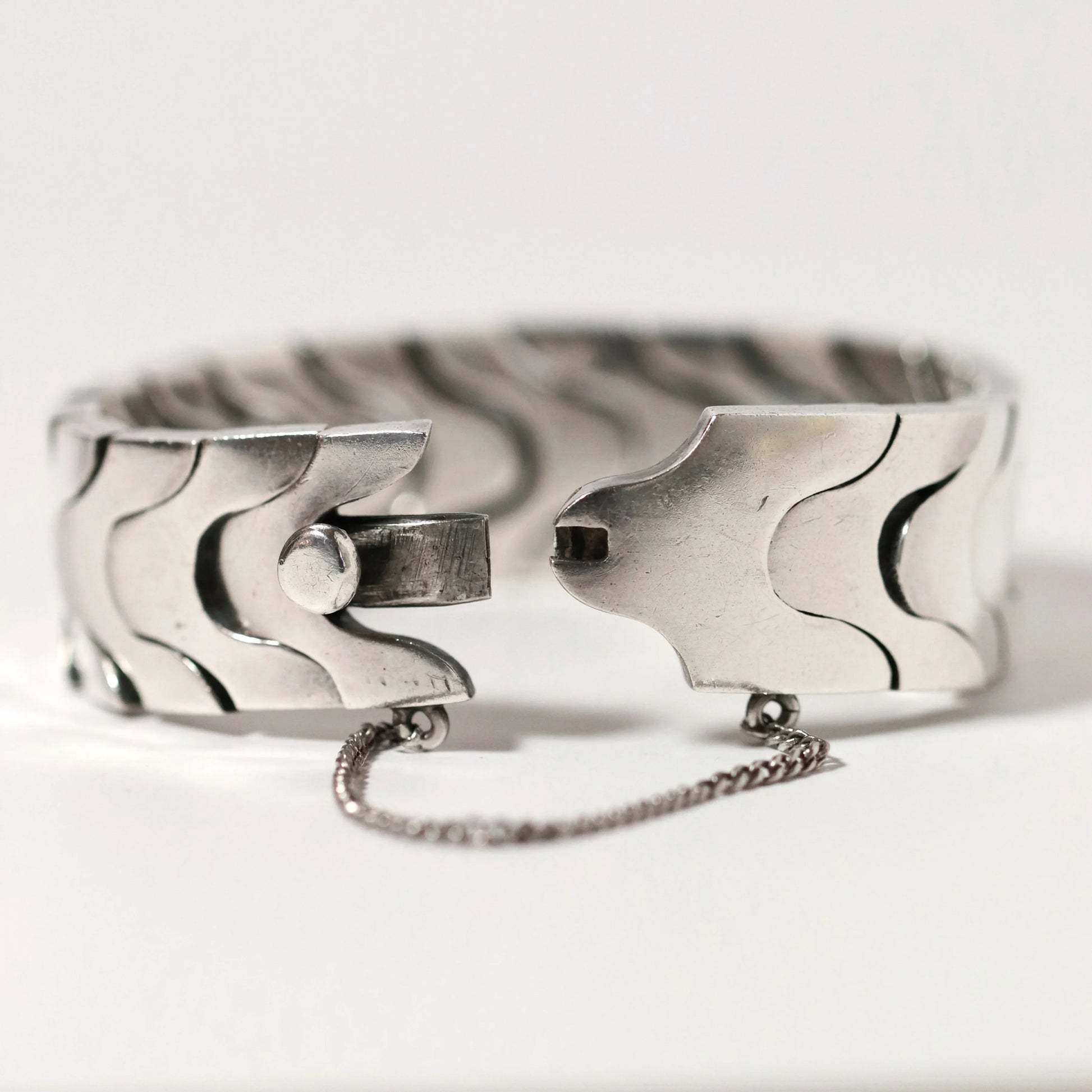 SOLD OUT: Vintage Antonio Pineda Jewelry | Heavy Solid Modernist Link Bracelet Taxco - Carmel Fine Silver Jewelry
