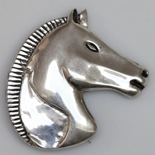 SOLD OUT: Vintage Antonio Pineda Taxco Mexican Jewelry | Rare Large Stallion Horse Brooch - Carmel Fine Silver Jewelry