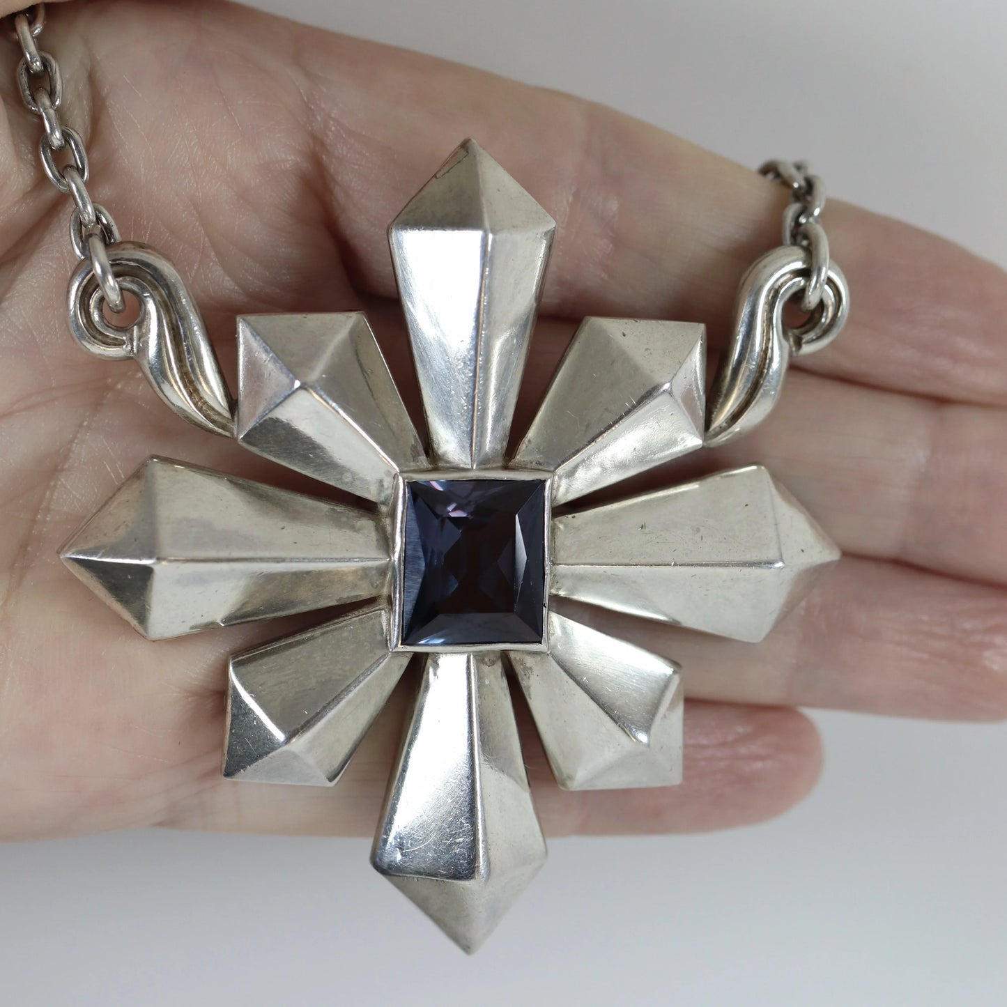 SOLD OUT: Vintage Antonio Pineda Taxco Silver Mexican Jewelry | Large Sapphire Star Statement Necklace - Carmel Fine Silver Jewelry