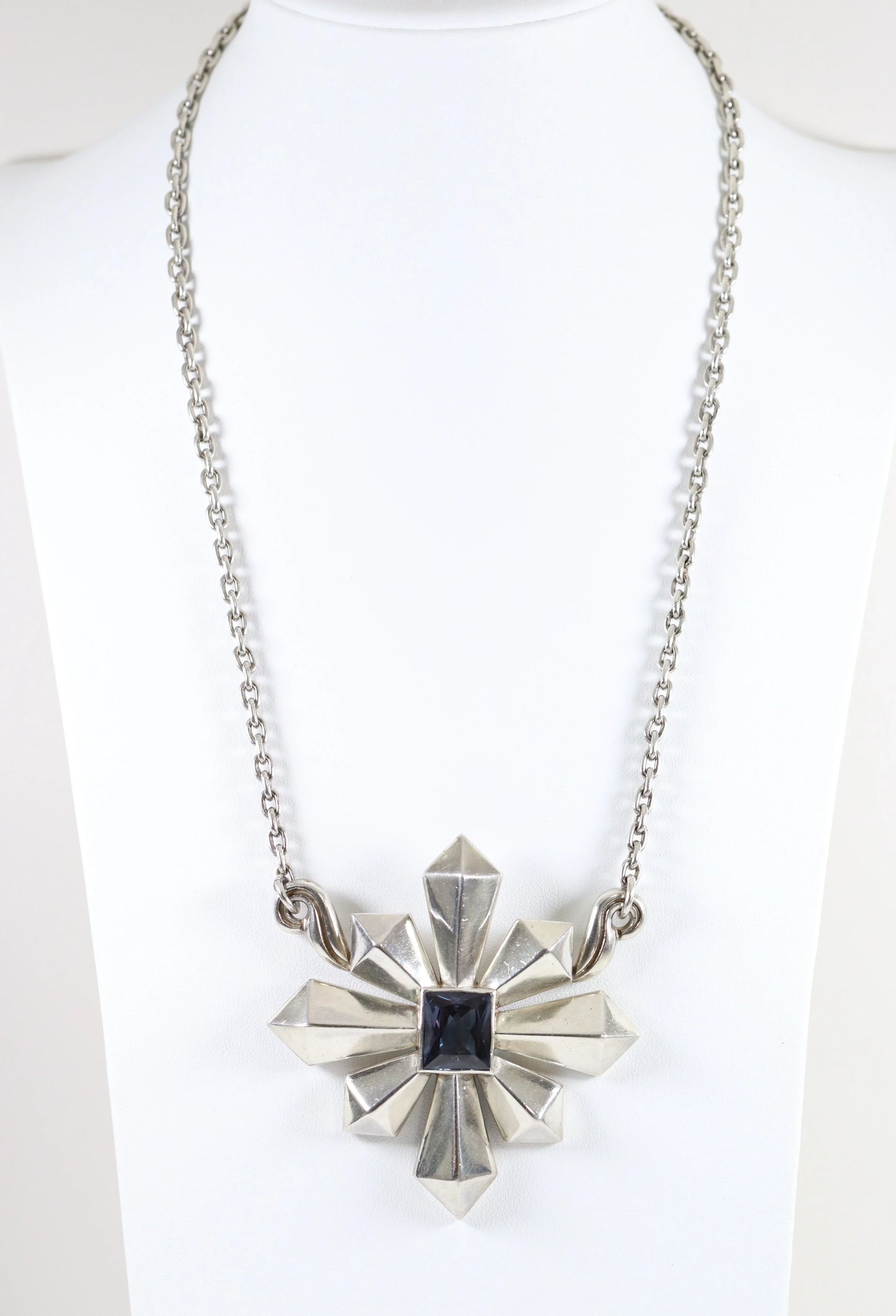 SOLD OUT: Vintage Antonio Pineda Taxco Silver Mexican Jewelry | Large Sapphire Star Statement Necklace - Carmel Fine Silver Jewelry