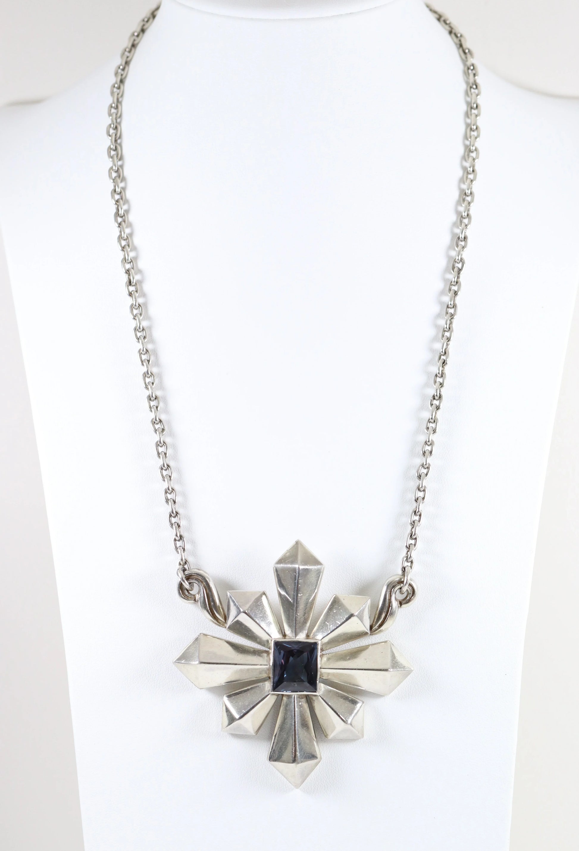 SOLD OUT: Vintage Antonio Pineda Taxco Silver Mexican Jewelry | Large Sapphire Star Statement Necklace - Carmel Fine Silver Jewelry