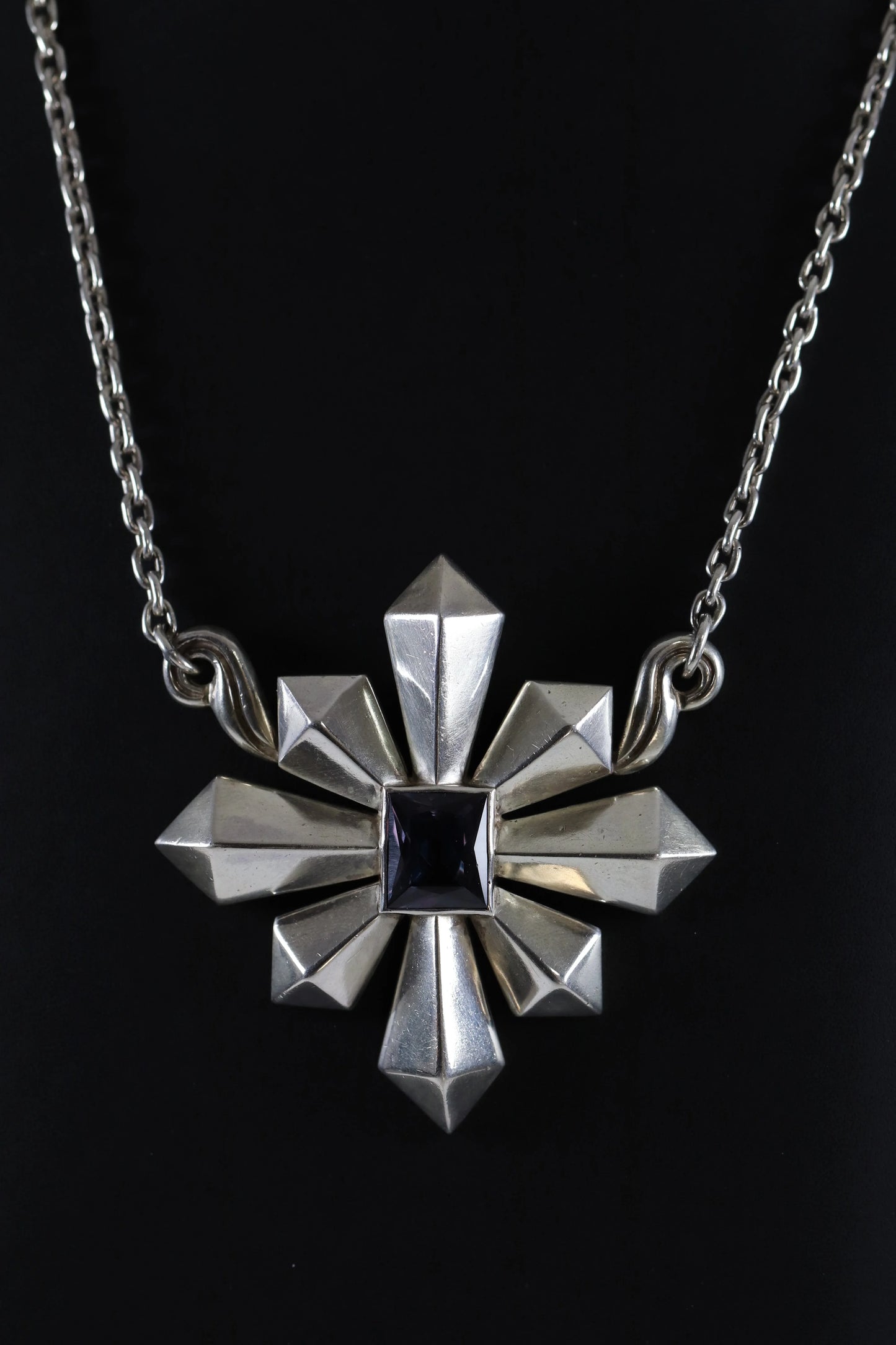 SOLD OUT: Vintage Antonio Pineda Taxco Silver Mexican Jewelry | Large Sapphire Star Statement Necklace - Carmel Fine Silver Jewelry