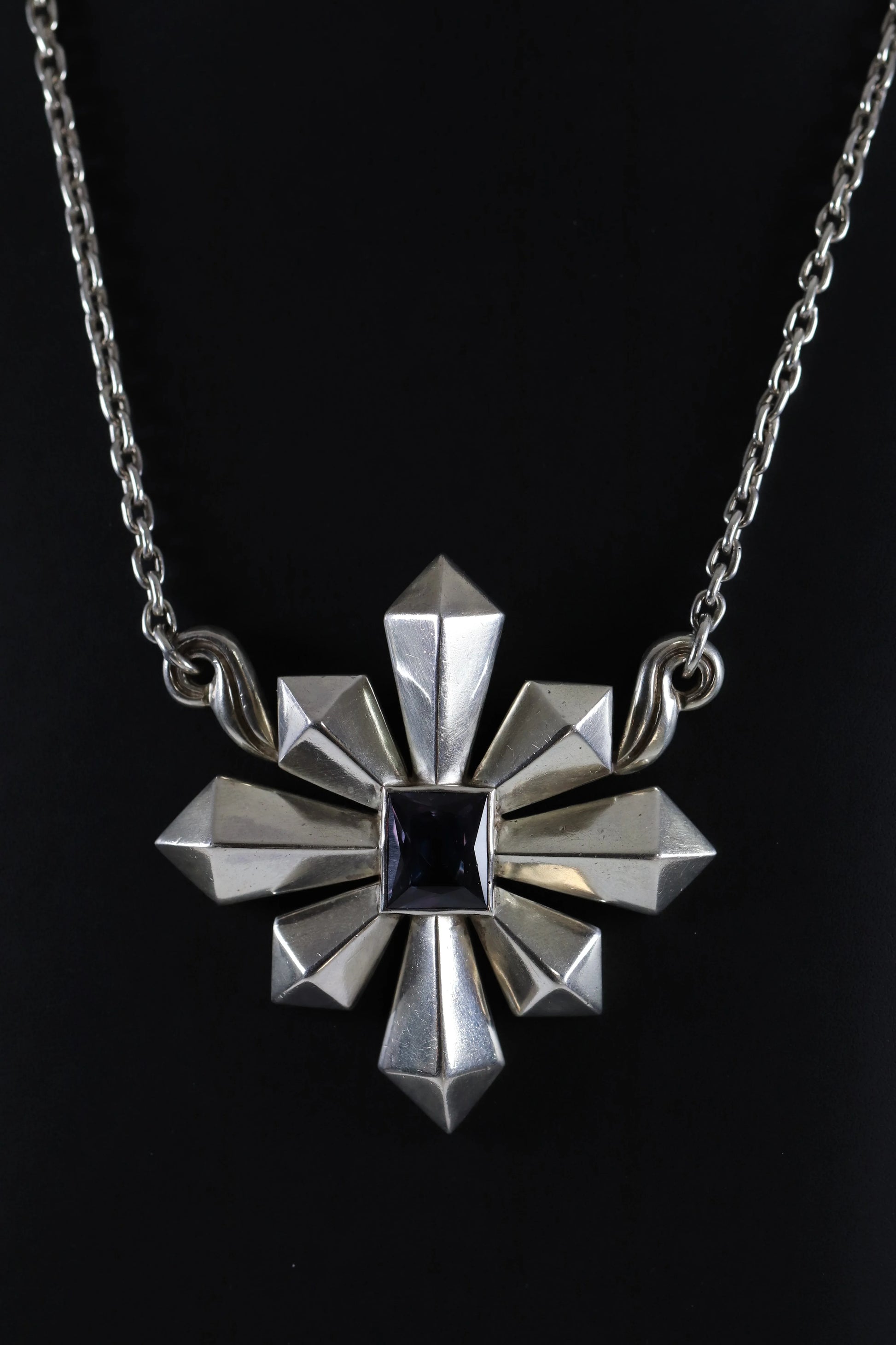 SOLD OUT: Vintage Antonio Pineda Taxco Silver Mexican Jewelry | Large Sapphire Star Statement Necklace - Carmel Fine Silver Jewelry