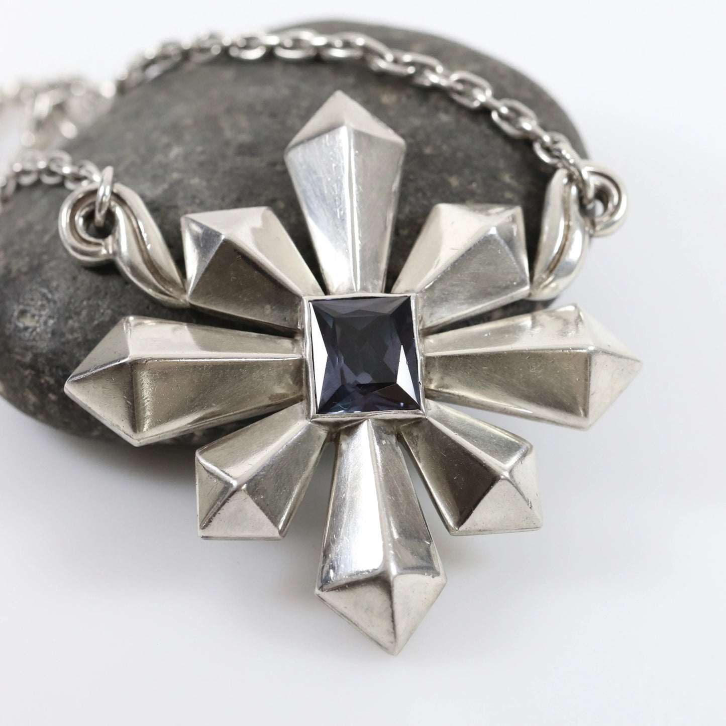SOLD OUT: Vintage Antonio Pineda Taxco Silver Mexican Jewelry | Large Sapphire Star Statement Necklace - Carmel Fine Silver Jewelry