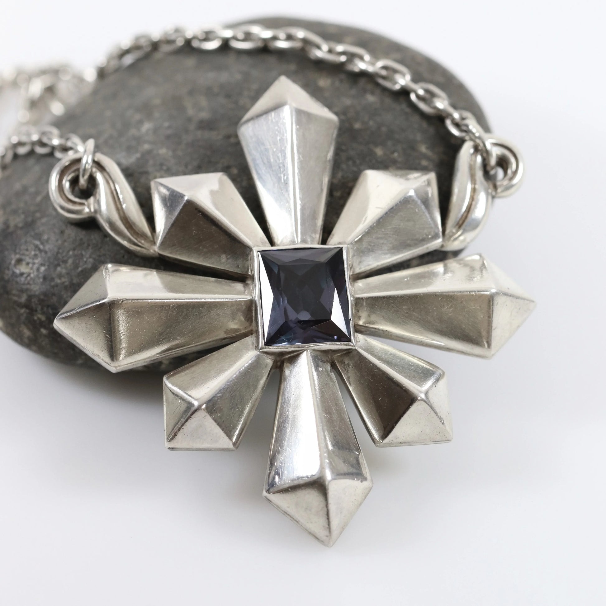 SOLD OUT: Vintage Antonio Pineda Taxco Silver Mexican Jewelry | Large Sapphire Star Statement Necklace - Carmel Fine Silver Jewelry