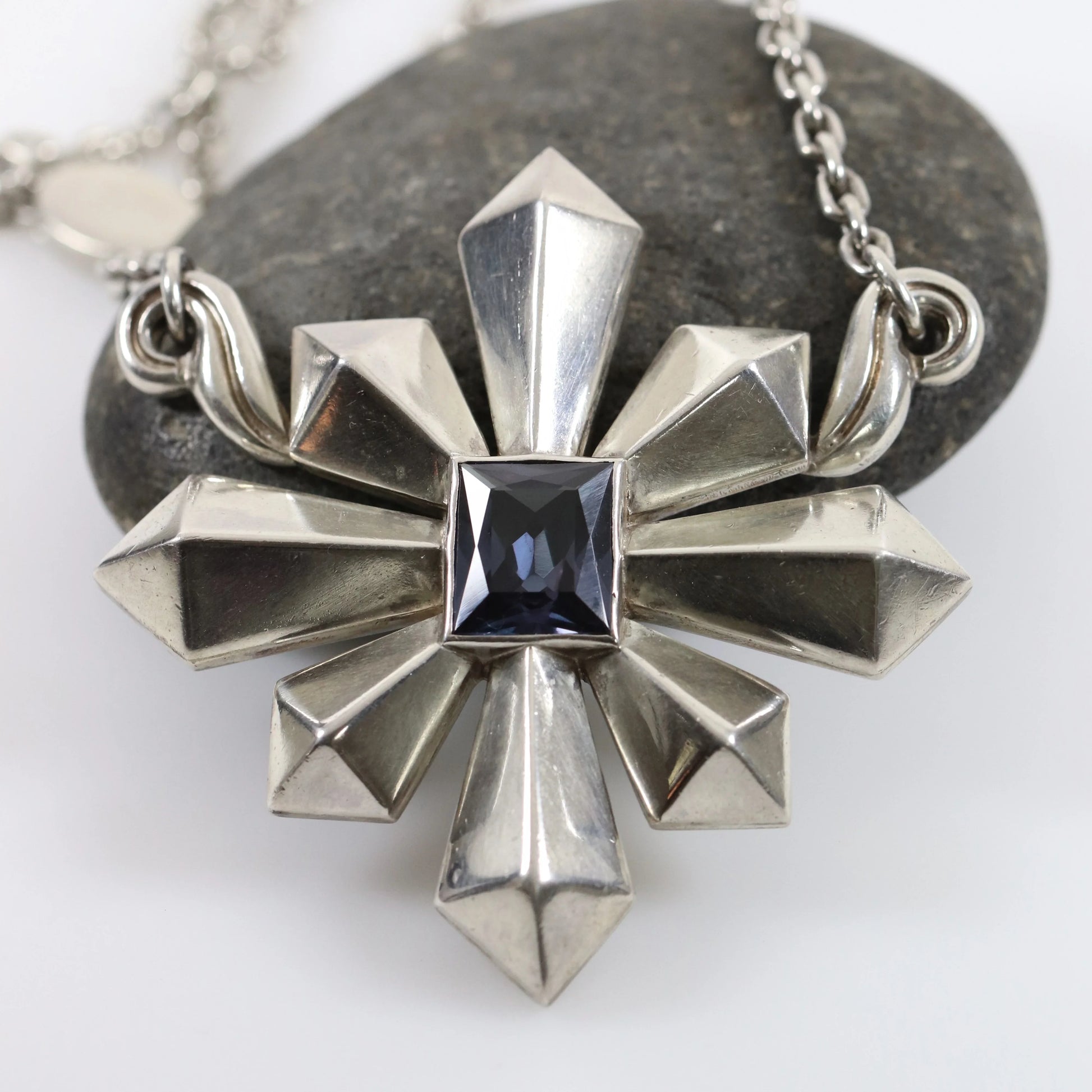 SOLD OUT: Vintage Antonio Pineda Taxco Silver Mexican Jewelry | Large Sapphire Star Statement Necklace - Carmel Fine Silver Jewelry