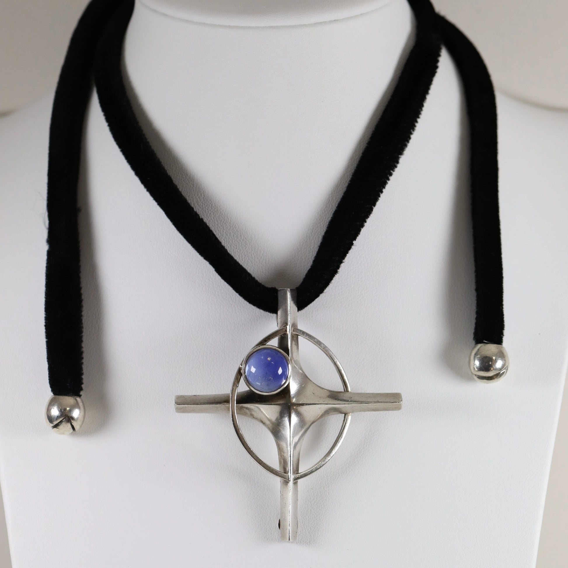 SOLD OUT: Vintage Antonio Pineda Taxco Silver Mexican Jewelry | Nova Star Sapphire Cross Necklace - Carmel Fine Silver Jewelry
