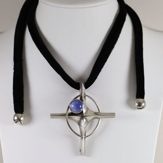 SOLD OUT: Vintage Antonio Pineda Taxco Silver Mexican Jewelry | Nova Star Sapphire Cross Necklace - Carmel Fine Silver Jewelry