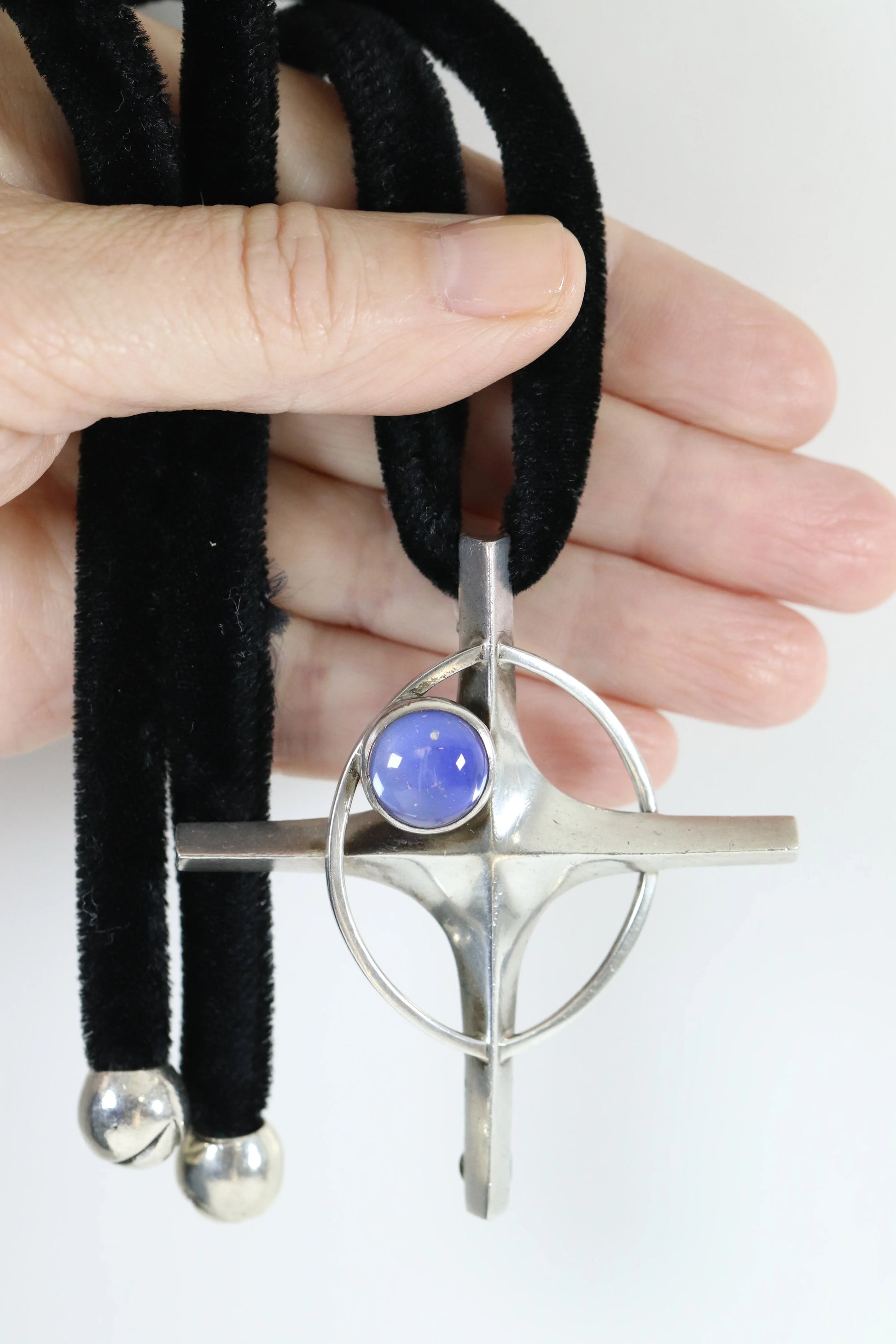 SOLD OUT: Vintage Antonio Pineda Taxco Silver Mexican Jewelry | Nova Star Sapphire Cross Necklace - Carmel Fine Silver Jewelry