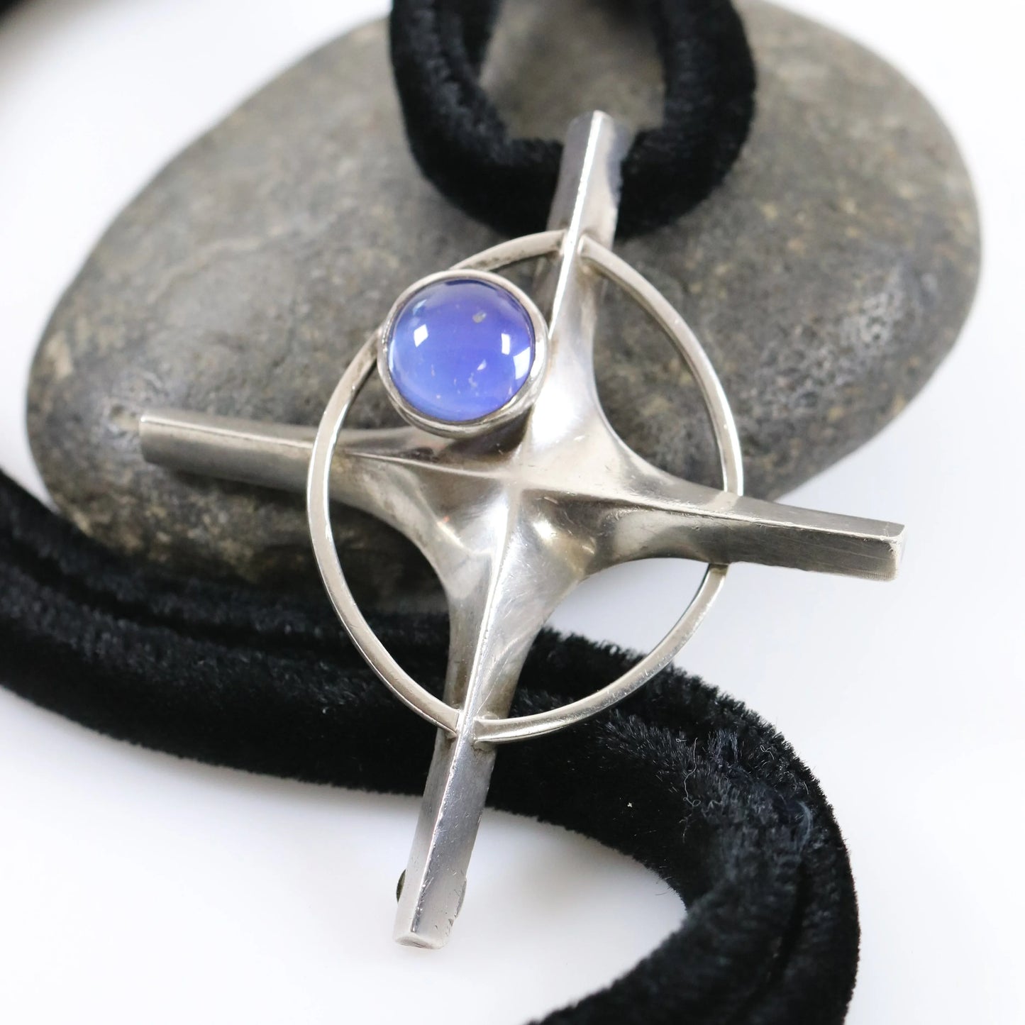 SOLD OUT: Vintage Antonio Pineda Taxco Silver Mexican Jewelry | Nova Star Sapphire Cross Necklace - Carmel Fine Silver Jewelry