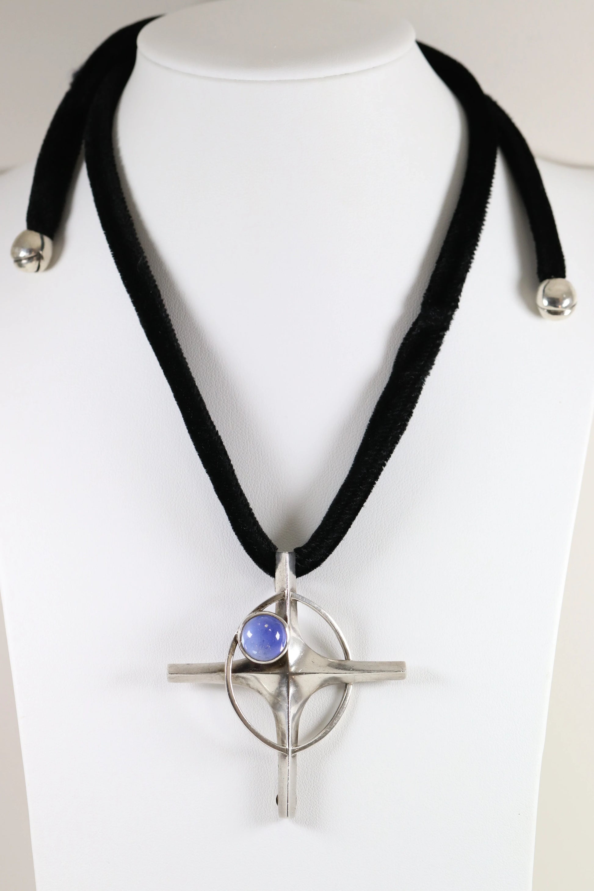 SOLD OUT: Vintage Antonio Pineda Taxco Silver Mexican Jewelry | Nova Star Sapphire Cross Necklace - Carmel Fine Silver Jewelry