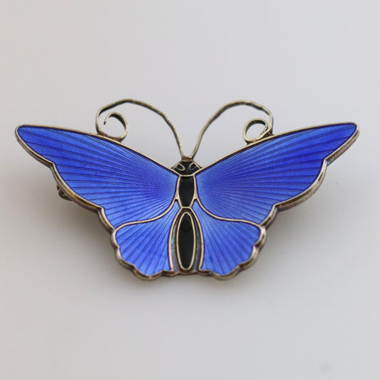 SOLD OUT: Vintage David Andersen Enamel Jewelry | Blue Enamel Butterfly Brooch - Carmel FSJ