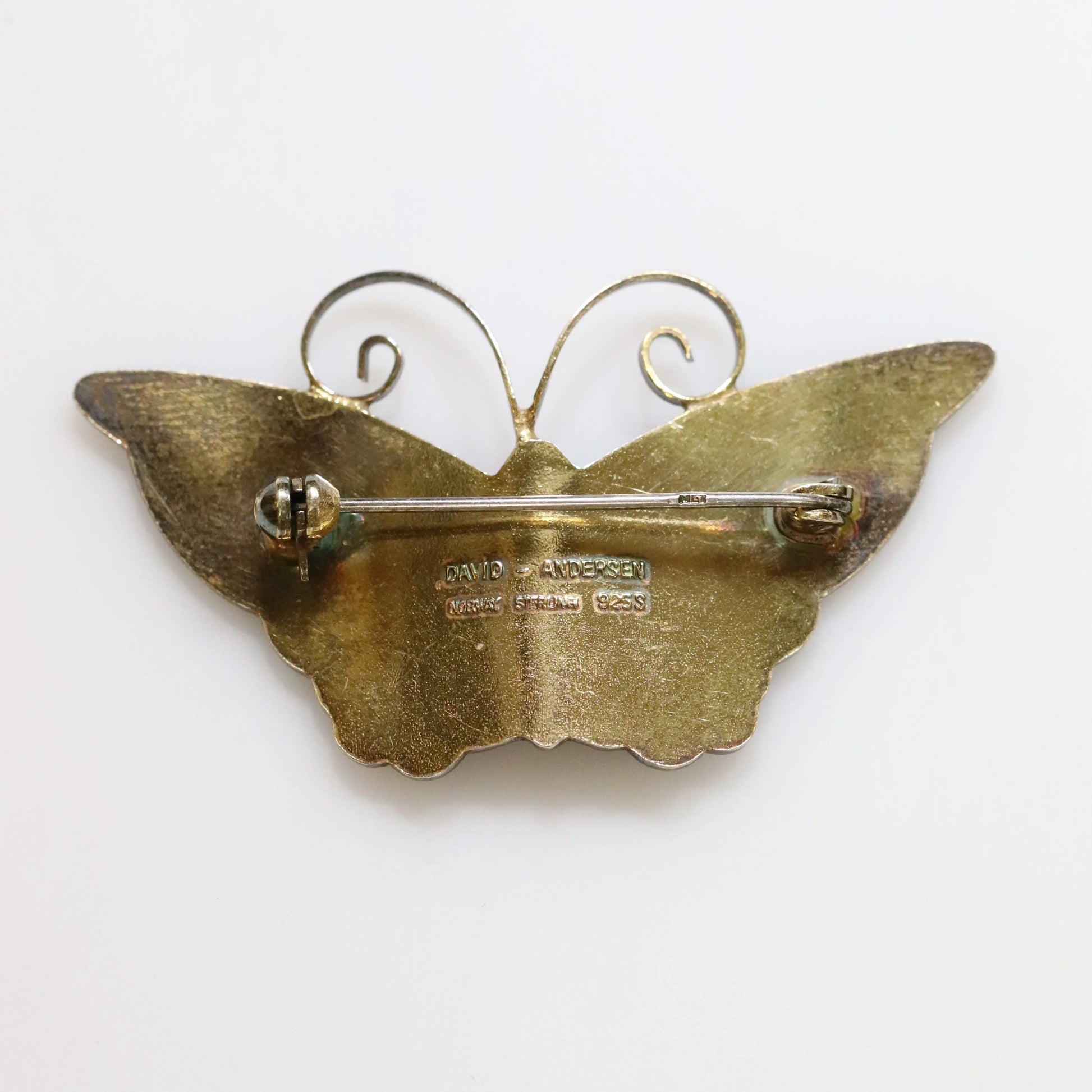 SOLD OUT: Vintage David Andersen Enamel Jewelry | Extra Large Red Guilloche Butterfly Brooch - Carmel Fine Silver Jewelry