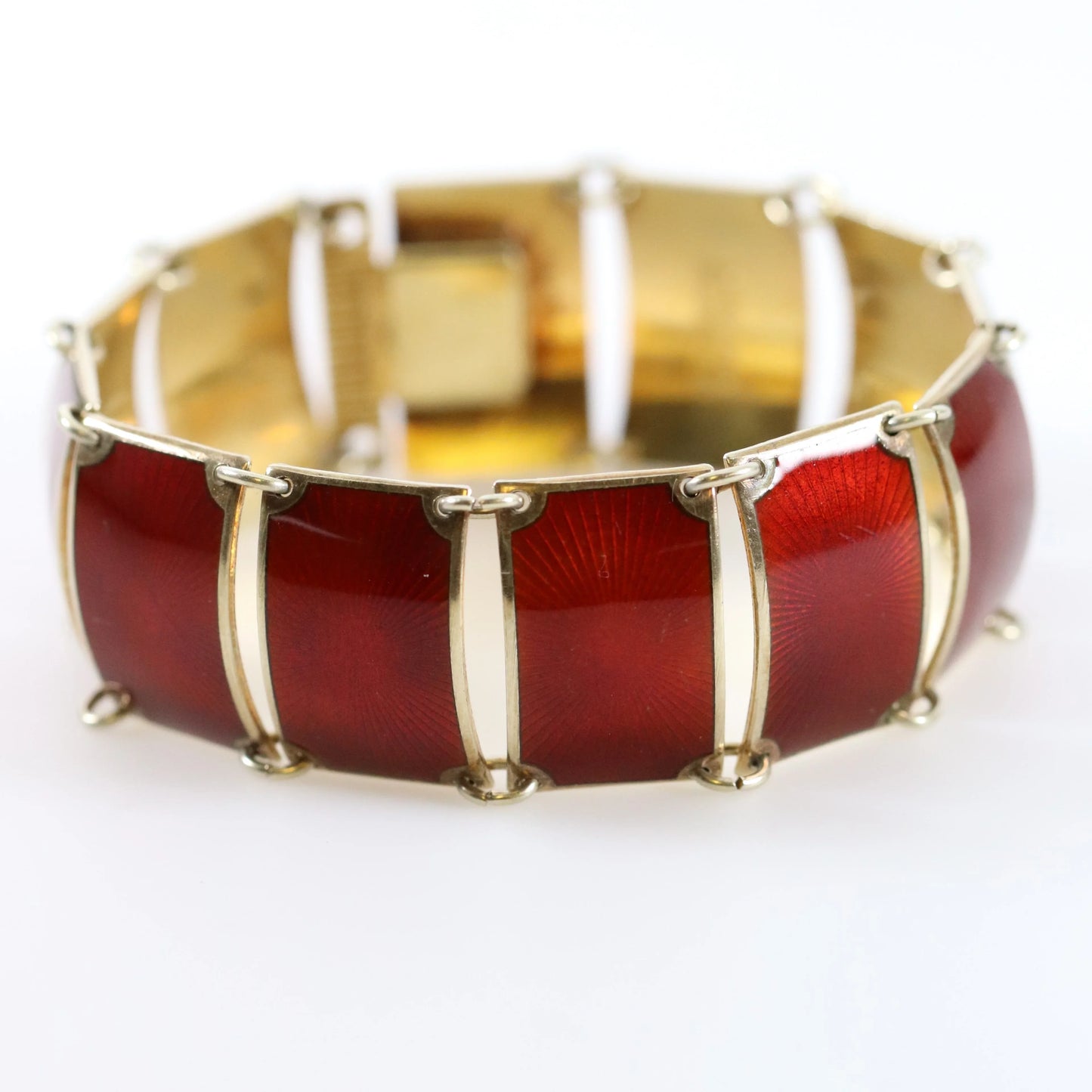 SOLD OUT: Vintage David Andersen Enamel Jewelry | Wide Red Guilloche Enamel Bracelet - Carmel Fine Silver Jewelry
