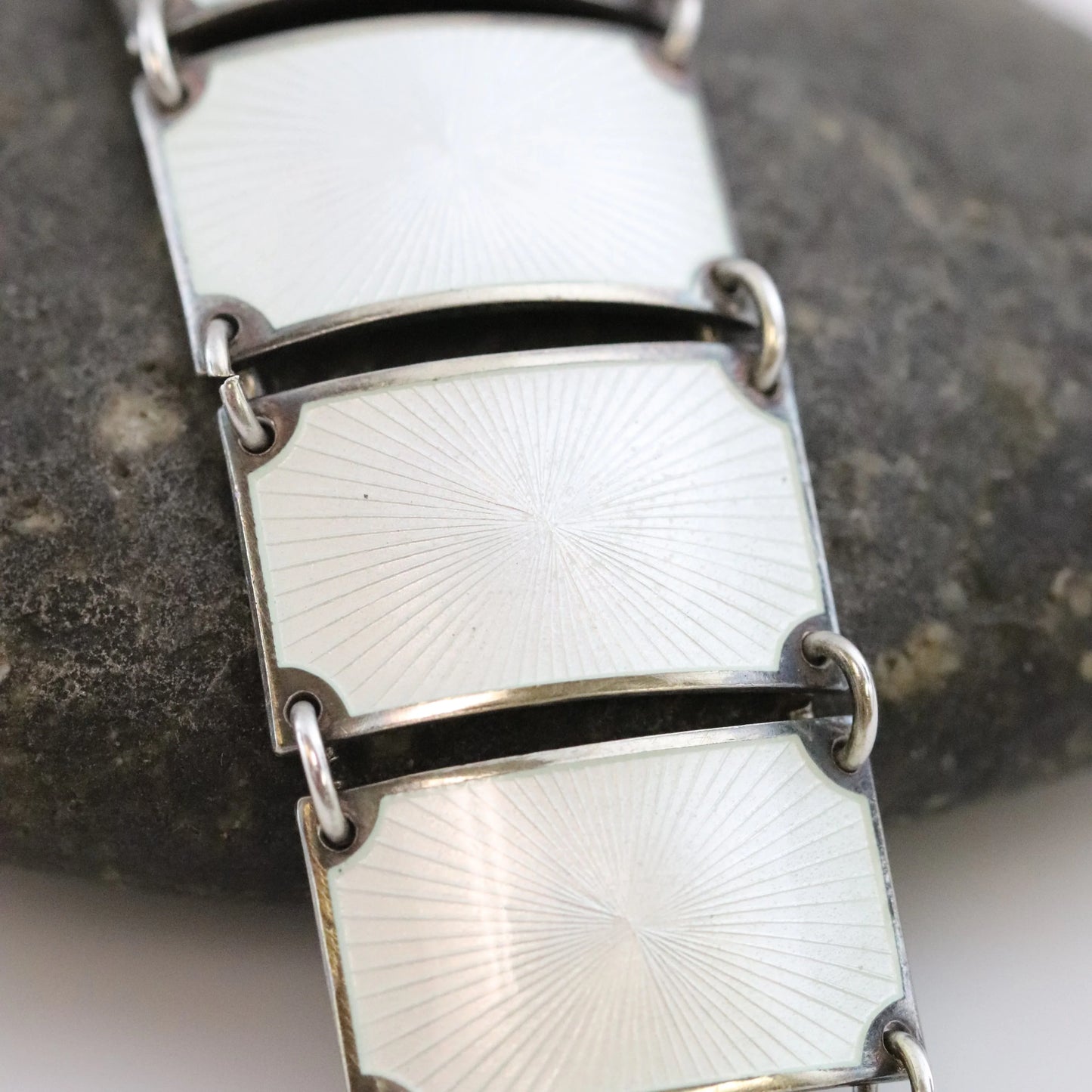 SOLD OUT: Vintage David Andersen Enamel Jewelry | Wide White Guilloche Enamel Bracelet - Carmel Fine Silver Jewelry