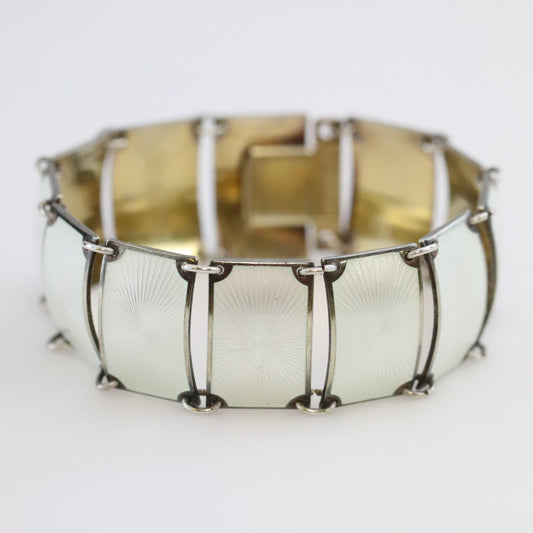 SOLD OUT: Vintage David Andersen Enamel Jewelry | Wide White Guilloche Enamel Bracelet - Carmel FSJ