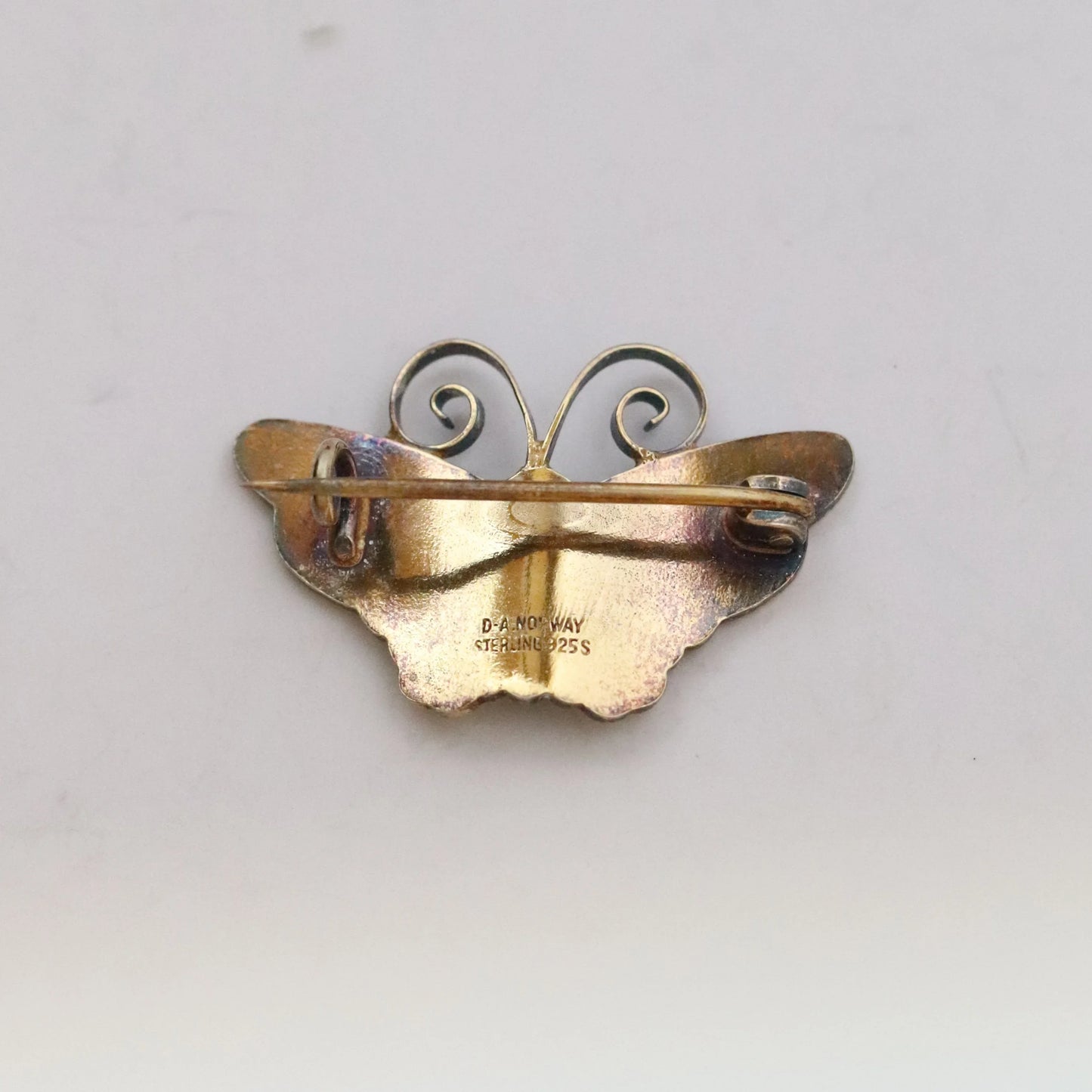 SOLD OUT: Vintage David Andersen Jewelry | Petite White Guilloche Enamel Butterfly Brooch Norway - Carmel Fine Silver Jewelry