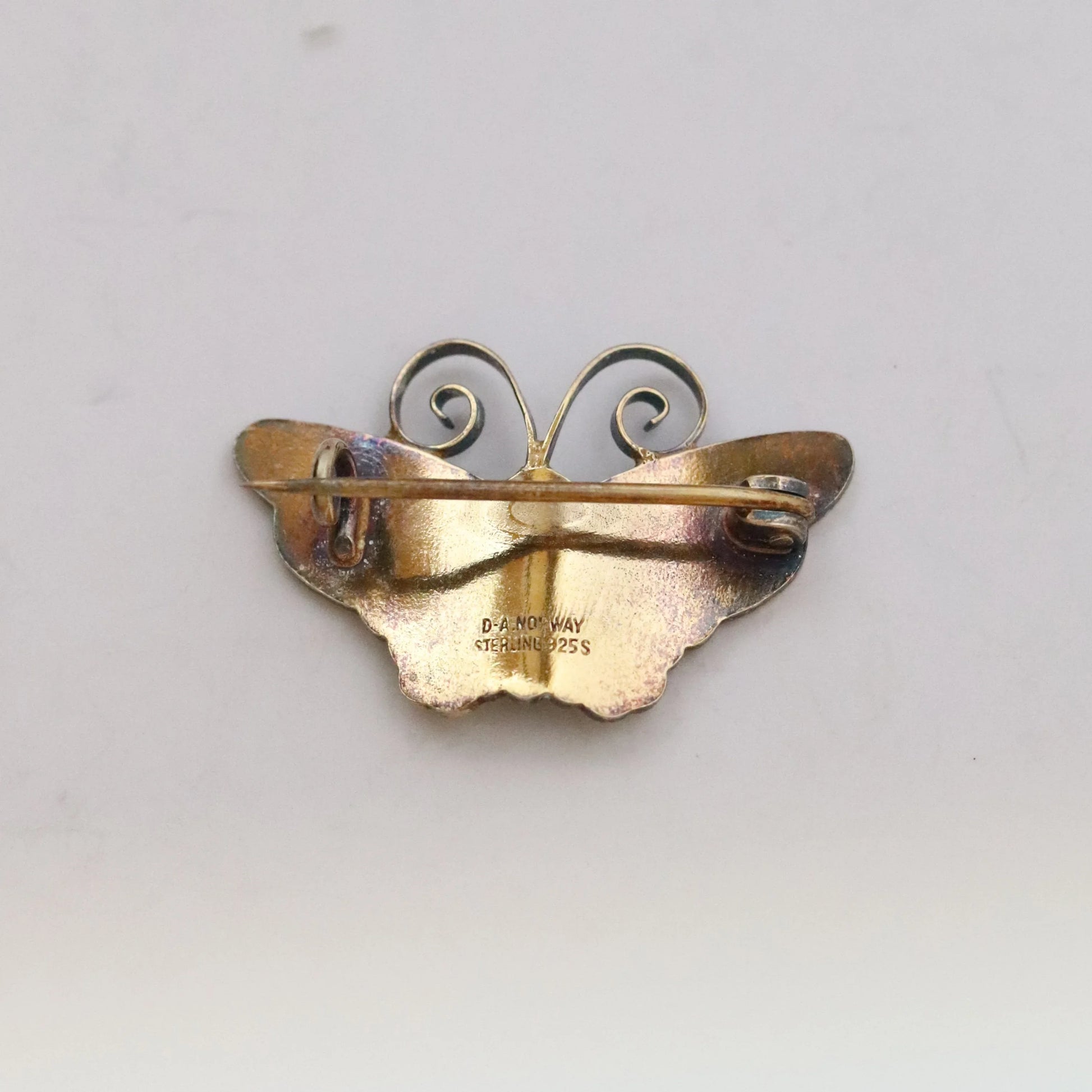 SOLD OUT: Vintage David Andersen Jewelry | Petite White Guilloche Enamel Butterfly Brooch Norway - Carmel Fine Silver Jewelry