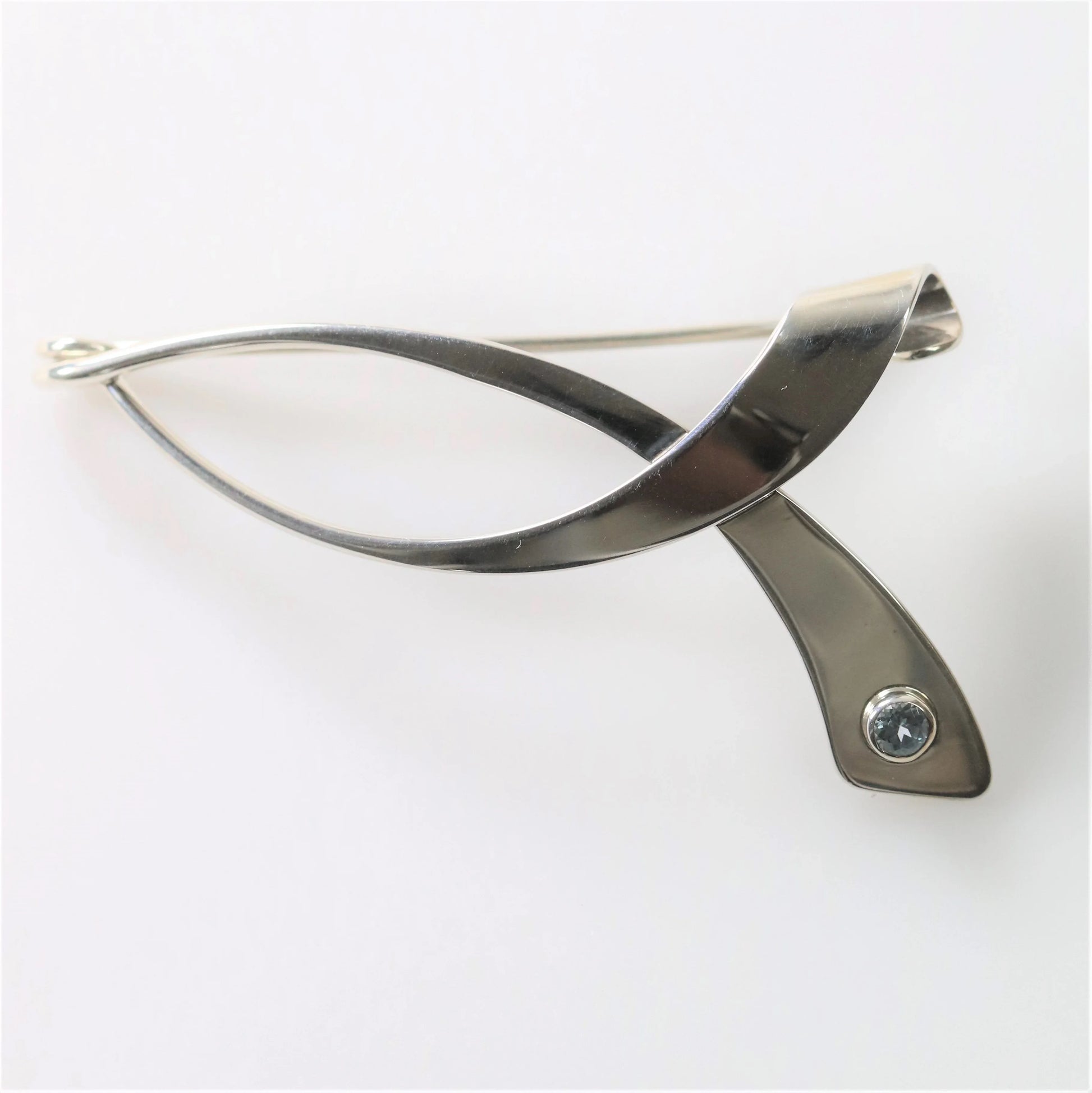 SOLD OUT: Vintage Ed Levin Jewelry | Modernist Topaz Brooch - Carmel Fine Silver Jewelry
