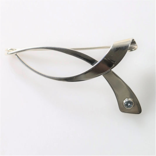 SOLD OUT: Vintage Ed Levin Jewelry | Modernist Topaz Brooch - Carmel Fine Silver Jewelry