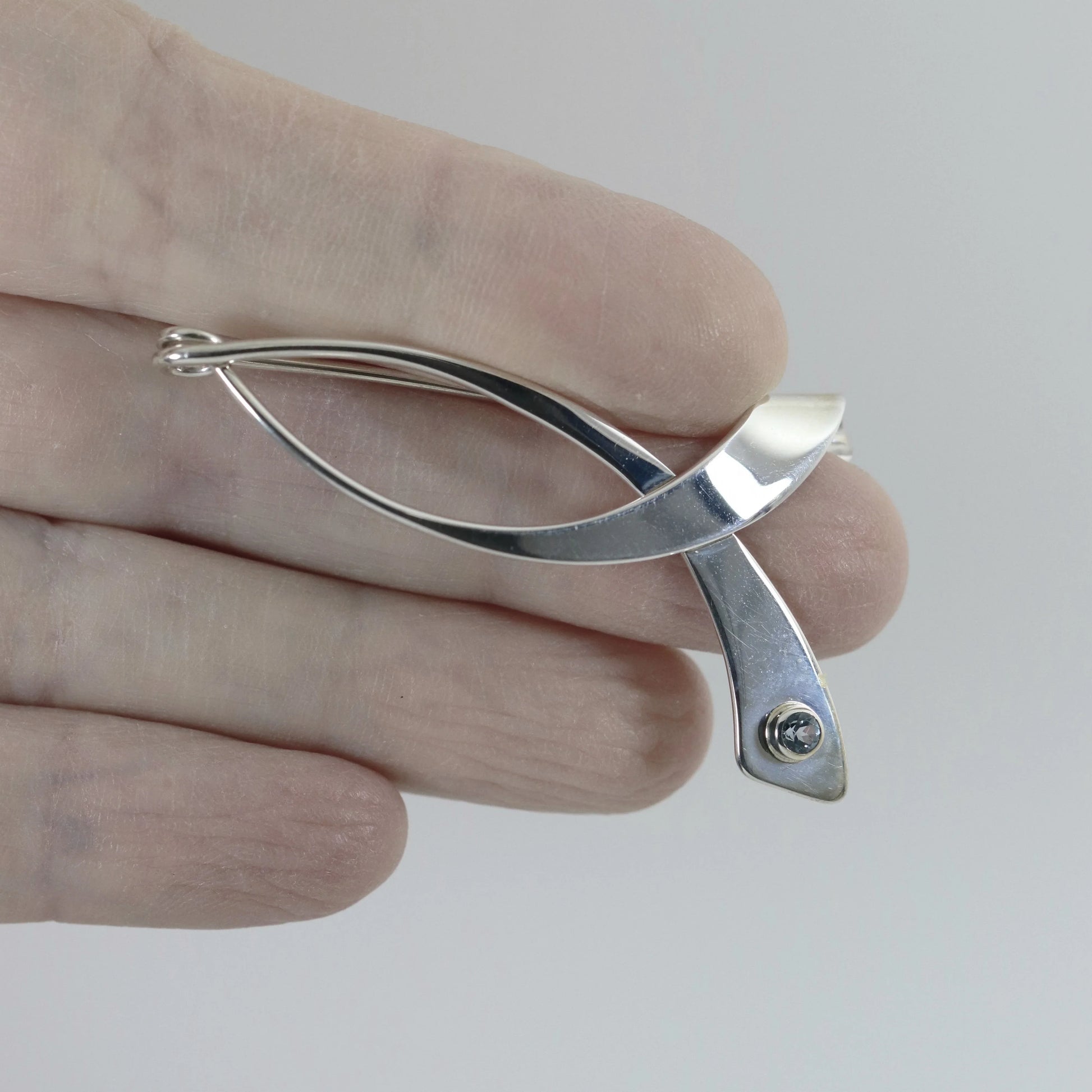 SOLD OUT: Vintage Ed Levin Jewelry | Modernist Topaz Brooch - Carmel Fine Silver Jewelry