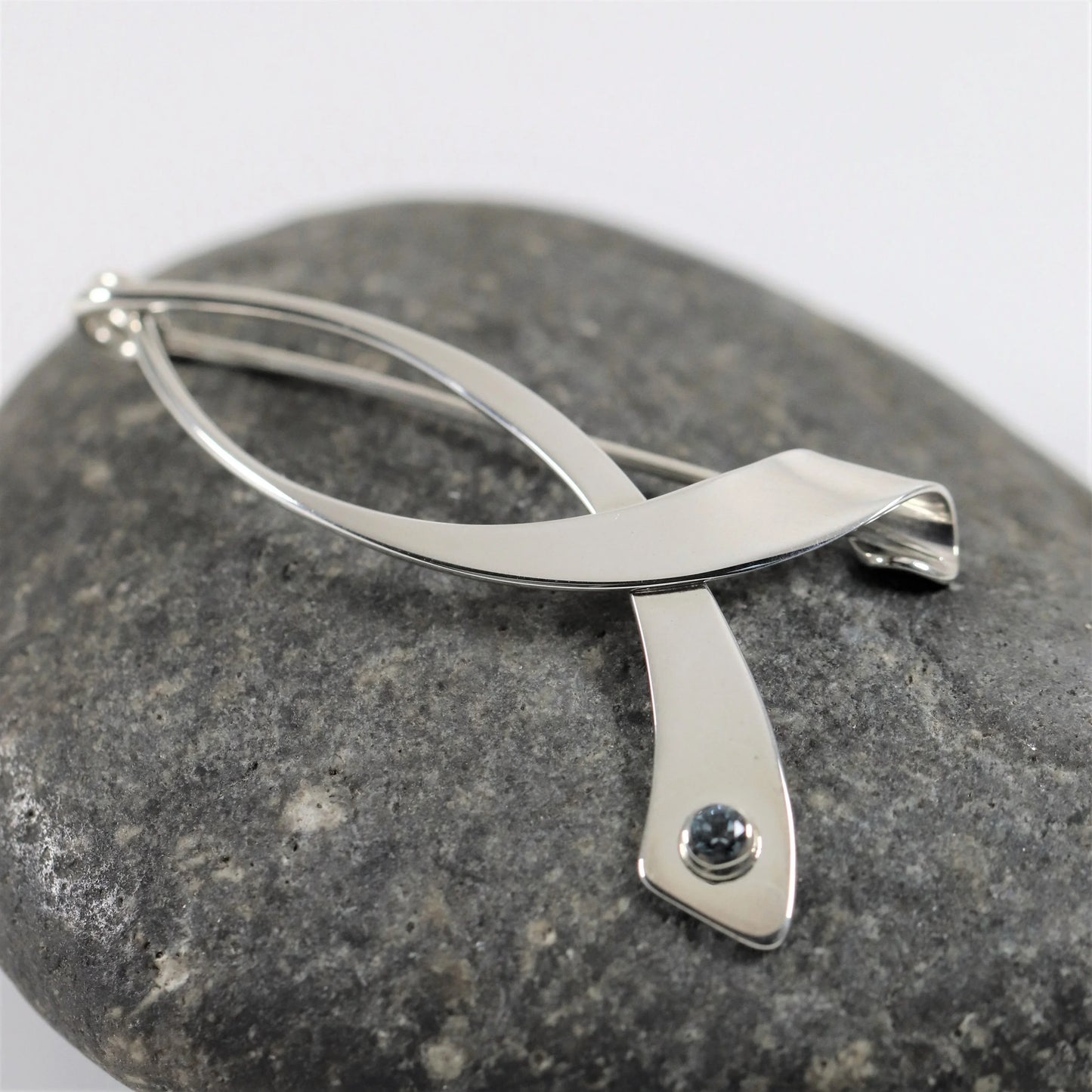 SOLD OUT: Vintage Ed Levin Jewelry | Modernist Topaz Brooch - Carmel Fine Silver Jewelry
