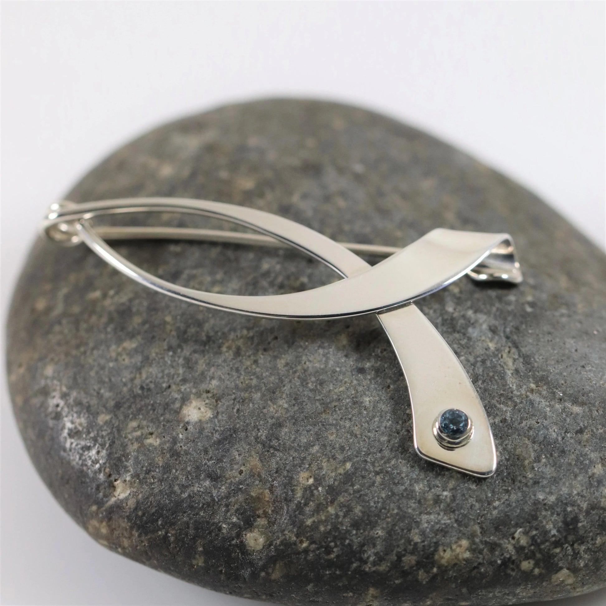 SOLD OUT: Vintage Ed Levin Jewelry | Modernist Topaz Brooch - Carmel Fine Silver Jewelry