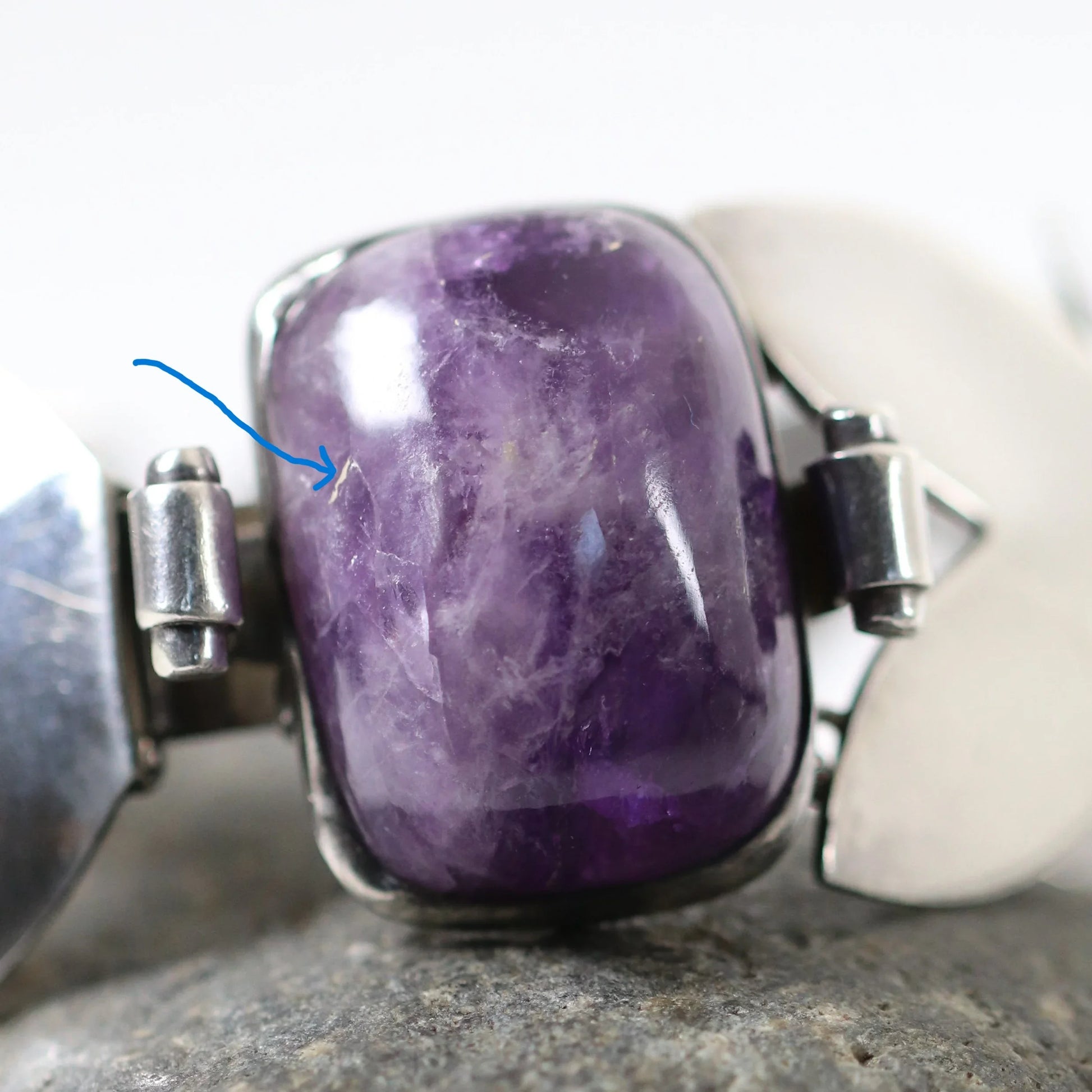 SOLD OUT: Vintage Fred Davis Taxco Silver Mexican Jewelry | Handcrafted Amethyst Link Bracelet - Carmel Fine Silver Jewelry