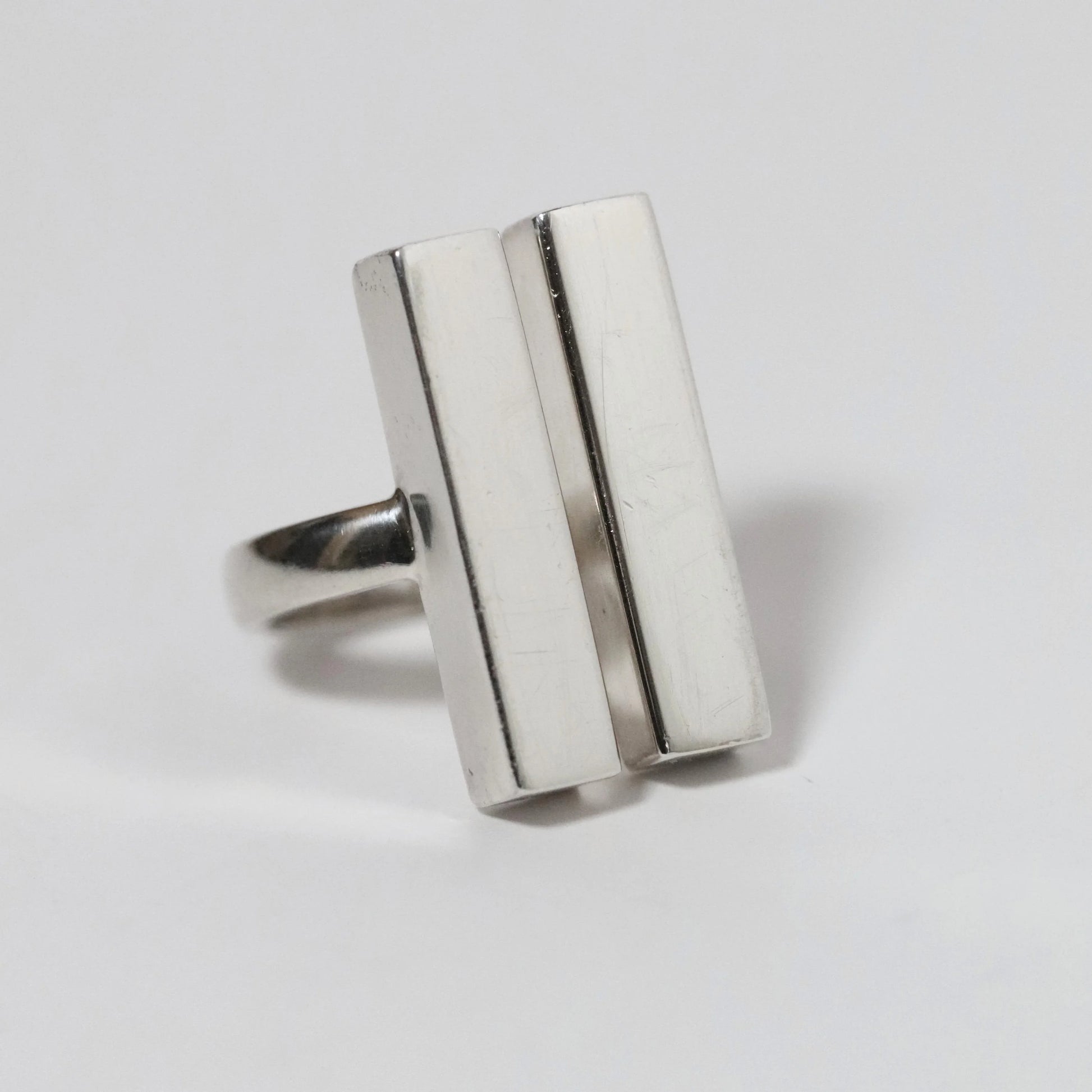 SOLD OUT: Vintage Georg Jensen Jewelry | Aria Two-Bar Modernist Ring 593A Denmark (US Size 6) - Carmel Fine Silver Jewelry