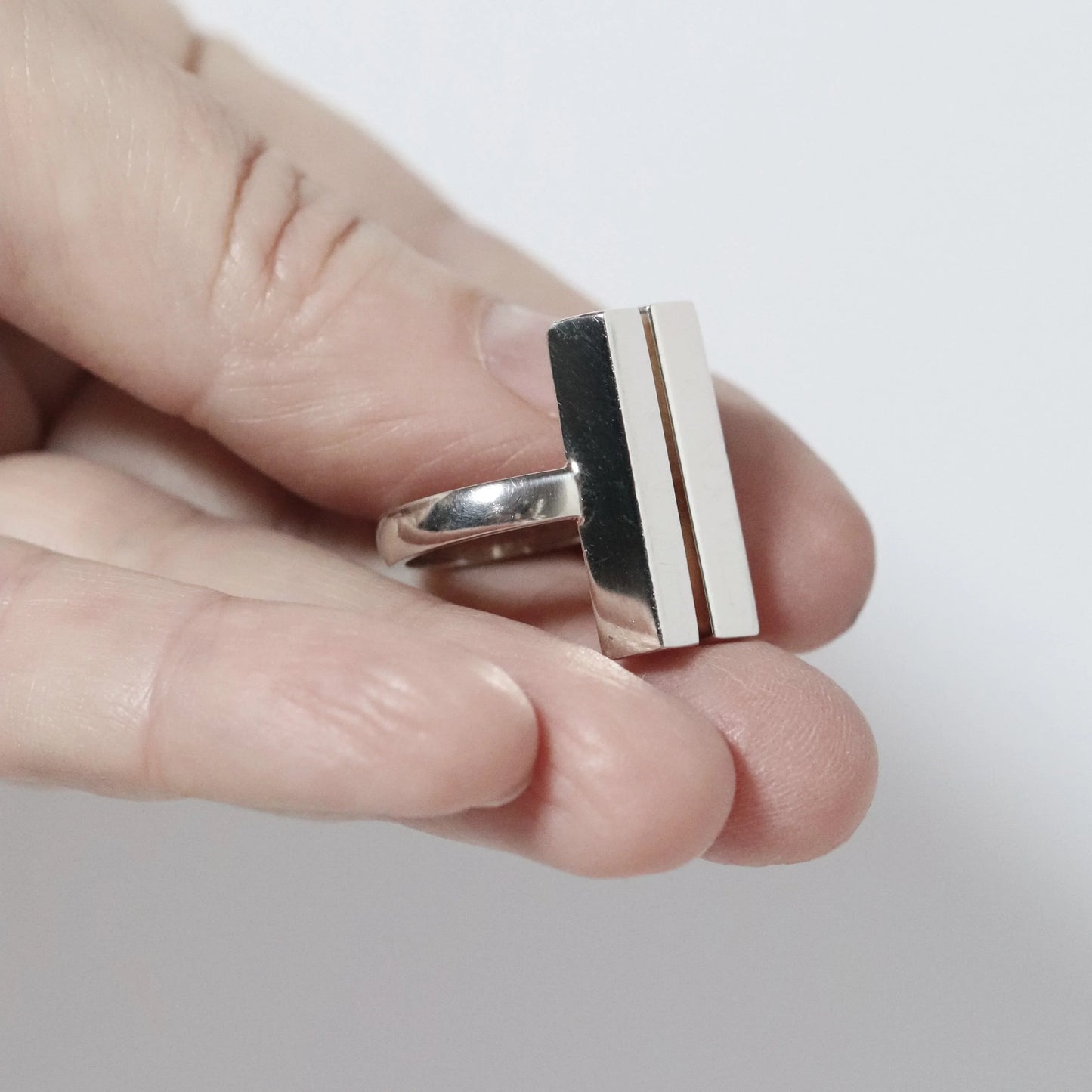 SOLD OUT: Vintage Georg Jensen Jewelry | Aria Two-Bar Modernist Ring 593A Denmark (US Size 6) - Carmel Fine Silver Jewelry