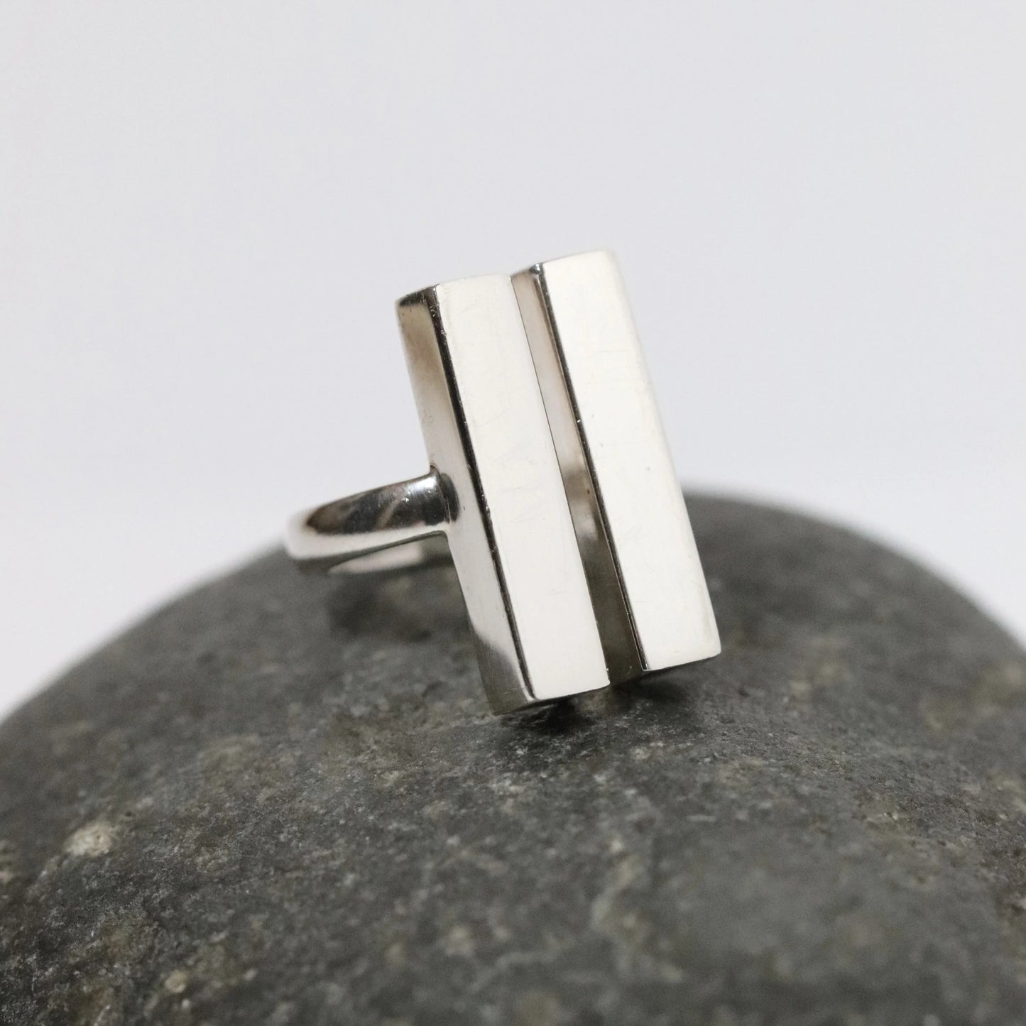 SOLD OUT: Vintage Georg Jensen Jewelry | Aria Two-Bar Modernist Ring 593A Denmark (US Size 6) - Carmel Fine Silver Jewelry
