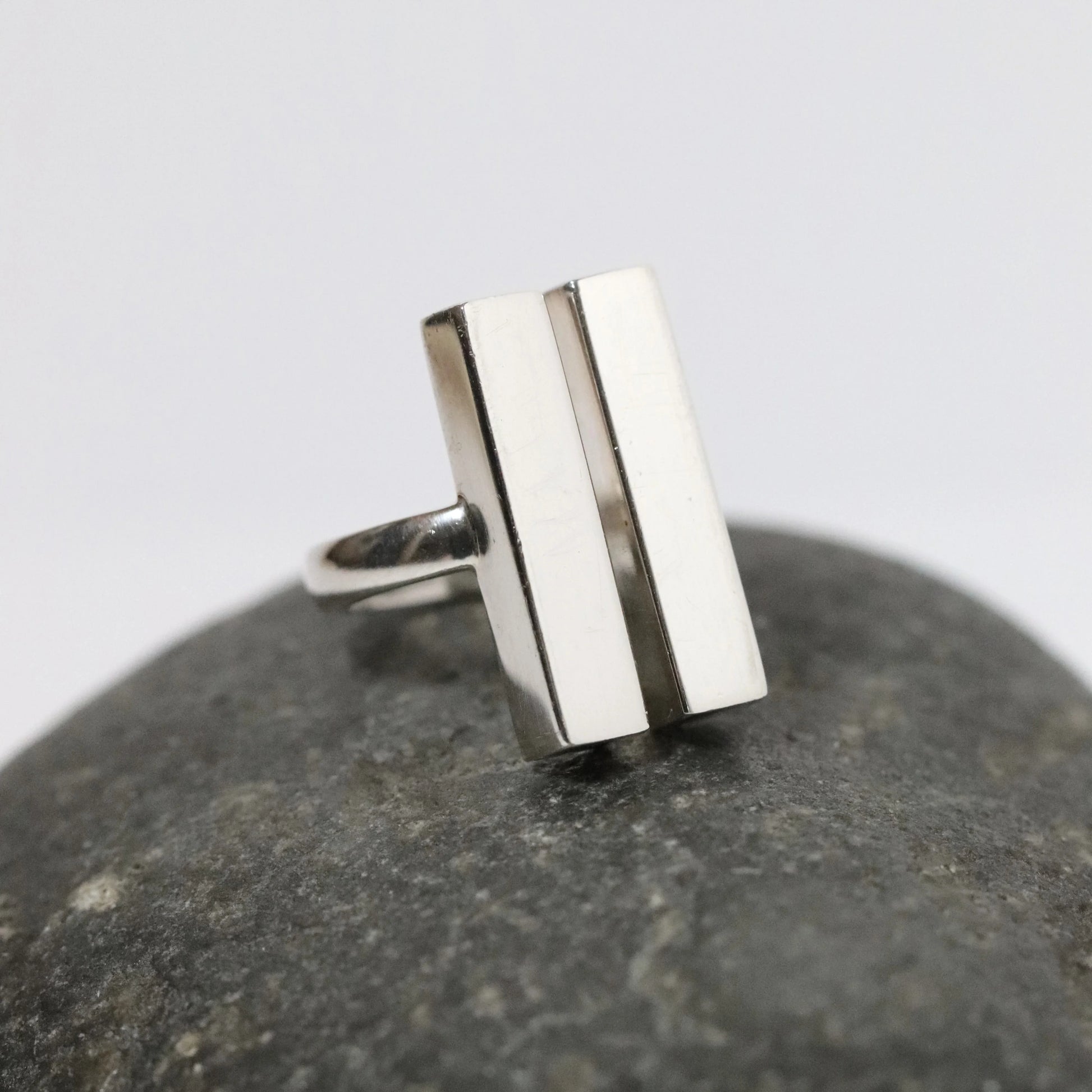 SOLD OUT: Vintage Georg Jensen Jewelry | Aria Two-Bar Modernist Ring 593A Denmark (US Size 6) - Carmel Fine Silver Jewelry