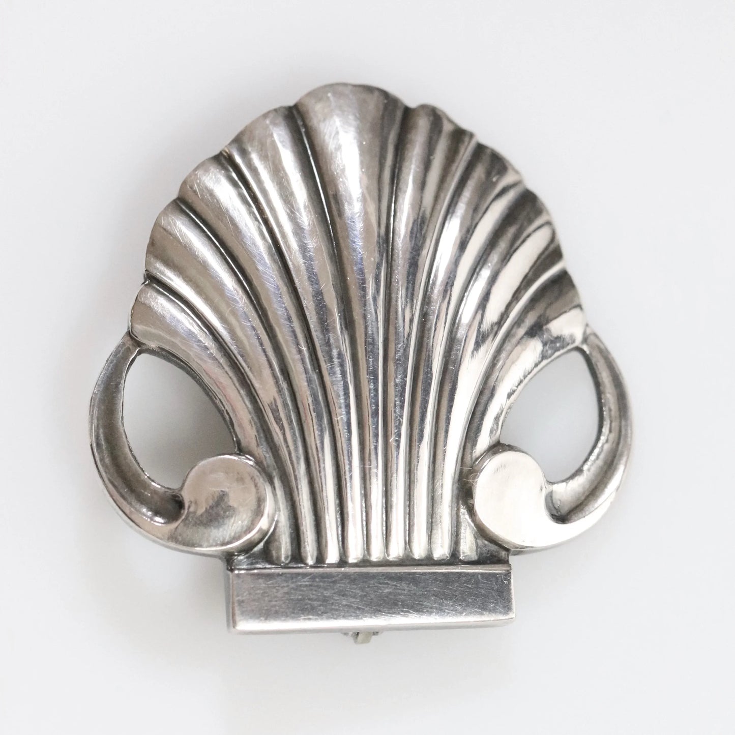 SOLD OUT: Vintage Georg Jensen Jewelry | Arno Malinowski Art Deco Shell Estate Brooch - Carmel Fine Silver Jewelry