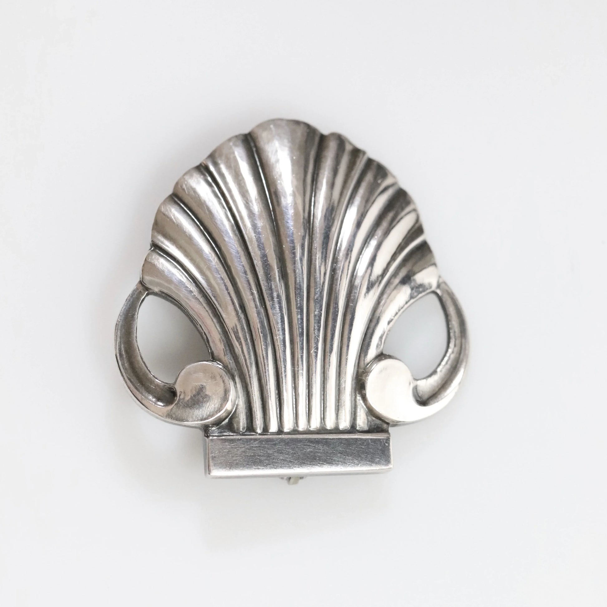 SOLD OUT: Vintage Georg Jensen Jewelry | Arno Malinowski Art Deco Shell Estate Brooch - Carmel Fine Silver Jewelry