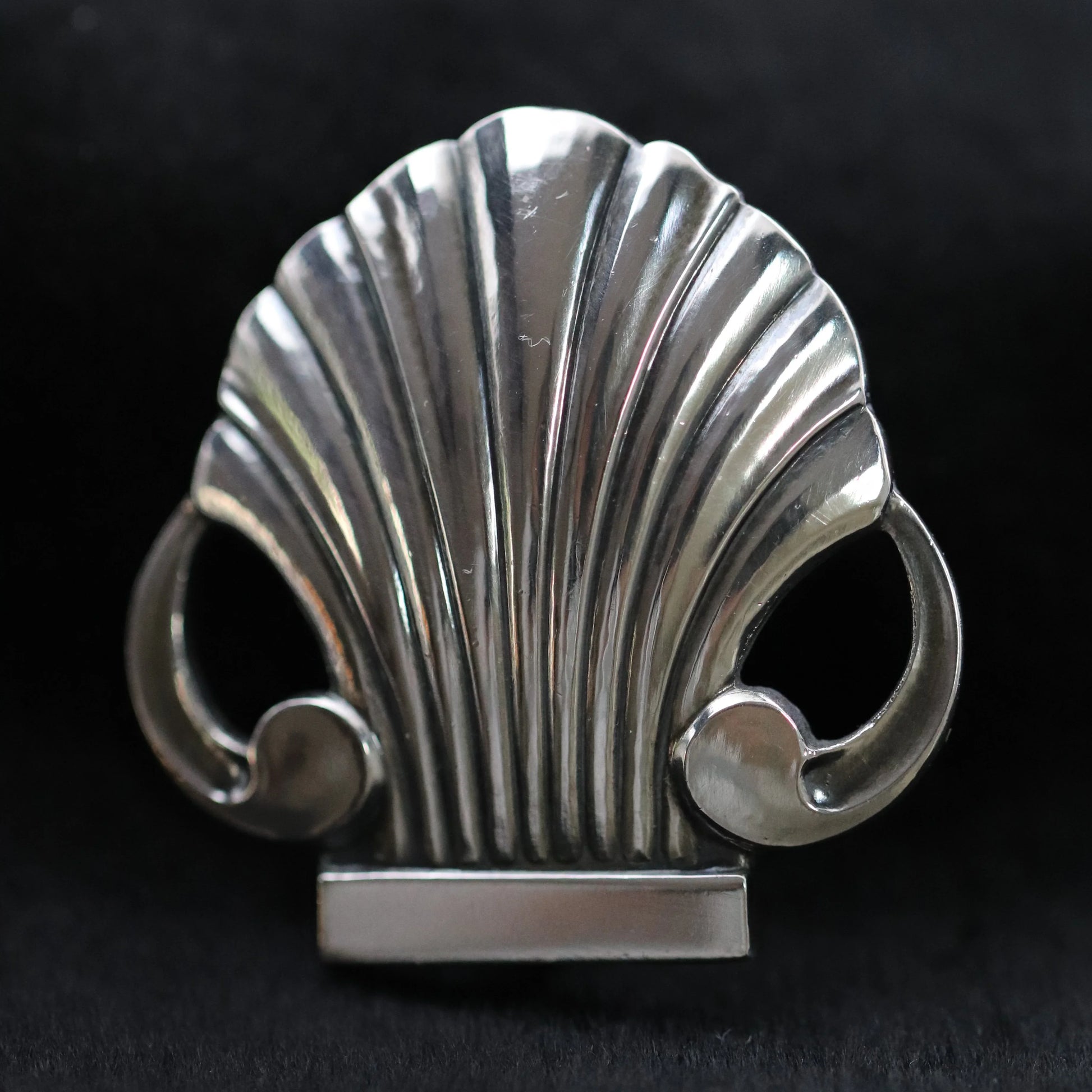 SOLD OUT: Vintage Georg Jensen Jewelry | Arno Malinowski Art Deco Shell Estate Brooch - Carmel Fine Silver Jewelry