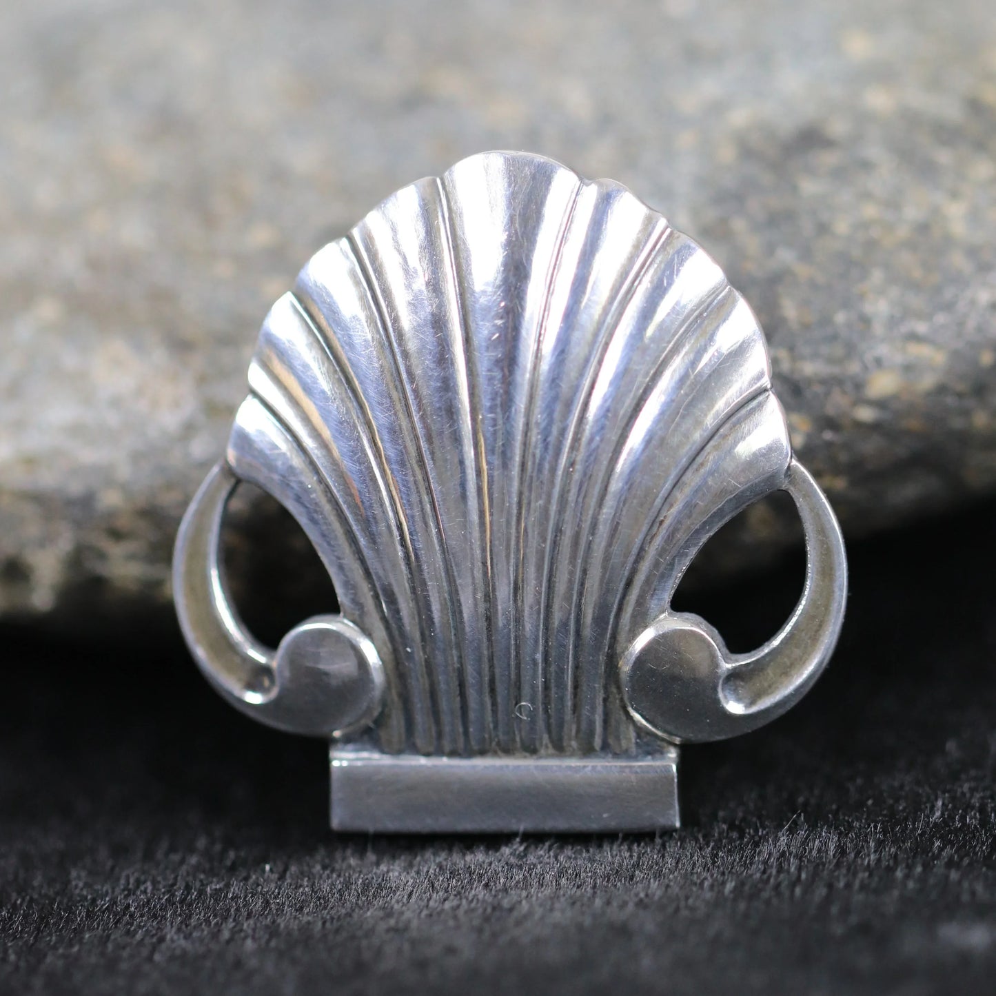 SOLD OUT: Vintage Georg Jensen Jewelry | Arno Malinowski Art Deco Shell Estate Brooch - Carmel Fine Silver Jewelry