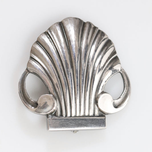 SOLD OUT: Vintage Georg Jensen Jewelry | Arno Malinowski Art Deco Shell Estate Brooch - Carmel FSJ