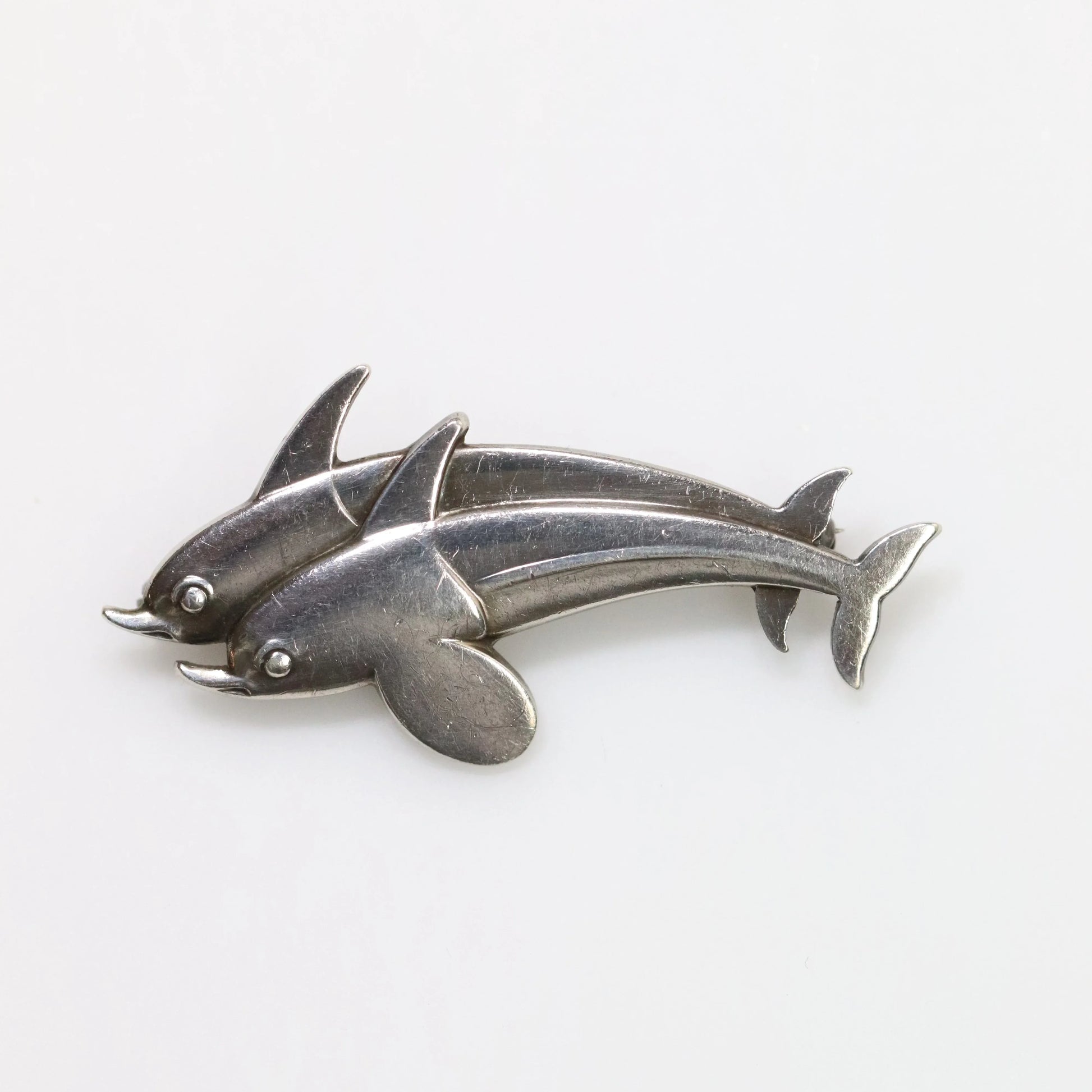SOLD OUT: Vintage Georg Jensen Jewelry | Arno Malinowski Dual Dolphin Brooch 317 - Carmel Fine Silver Jewelry