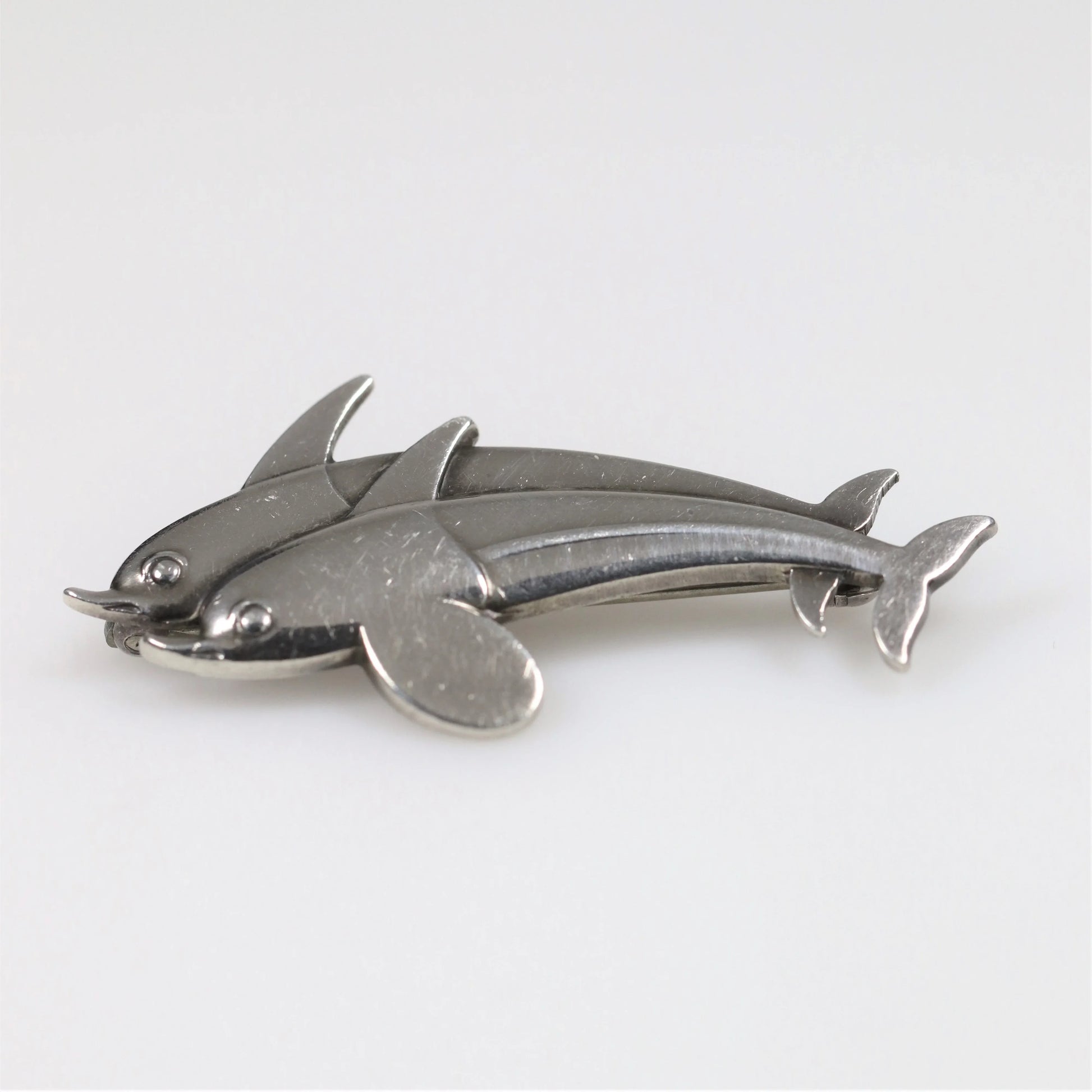 SOLD OUT: Vintage Georg Jensen Jewelry | Arno Malinowski Dual Dolphin Brooch 317 - Carmel Fine Silver Jewelry