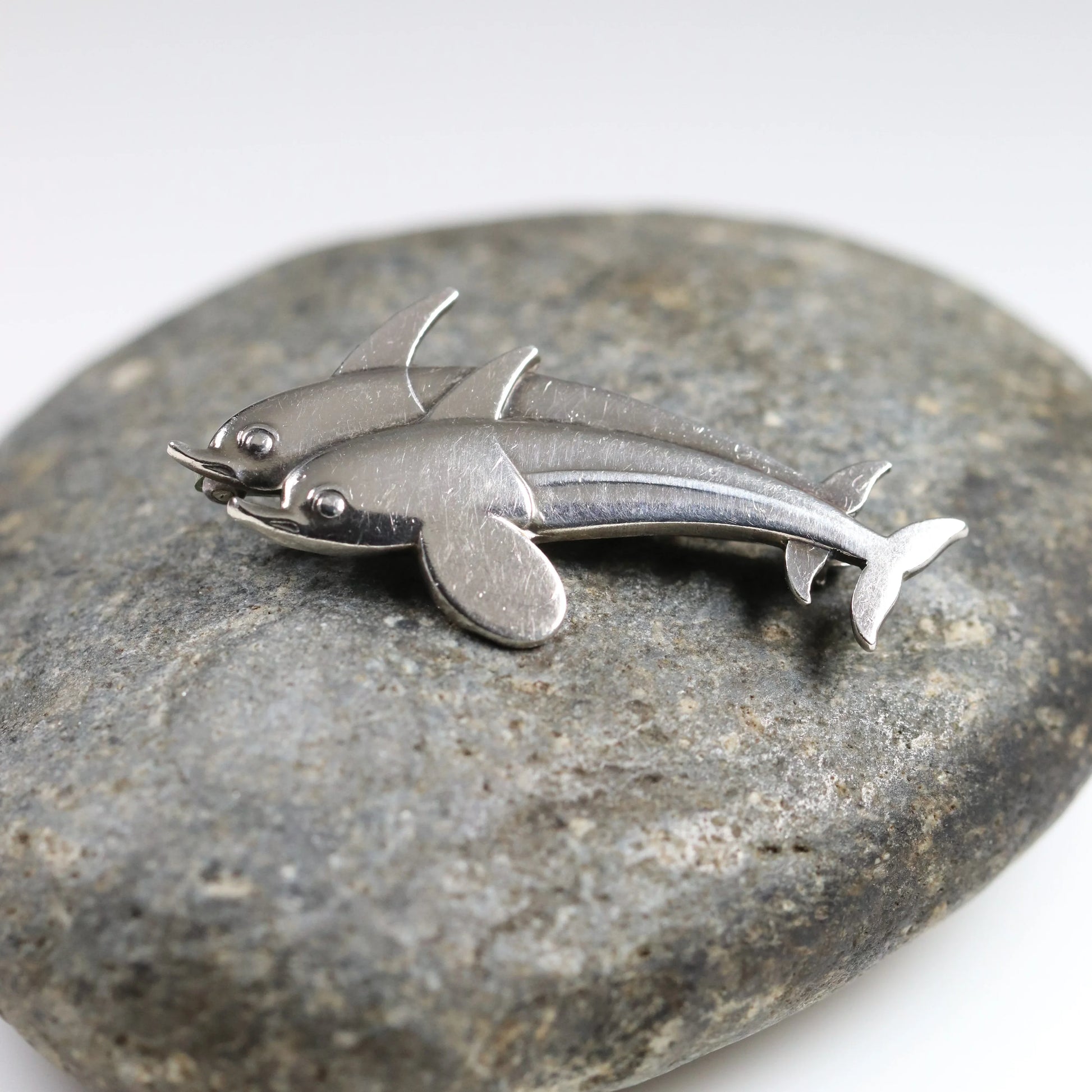 SOLD OUT: Vintage Georg Jensen Jewelry | Arno Malinowski Dual Dolphin Brooch 317 - Carmel Fine Silver Jewelry