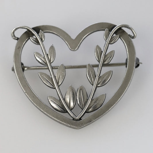SOLD OUT: Vintage Georg Jensen Jewelry | Arno Malinowski Heart Vine Brooch 242B - Carmel Fine Silver Jewelry