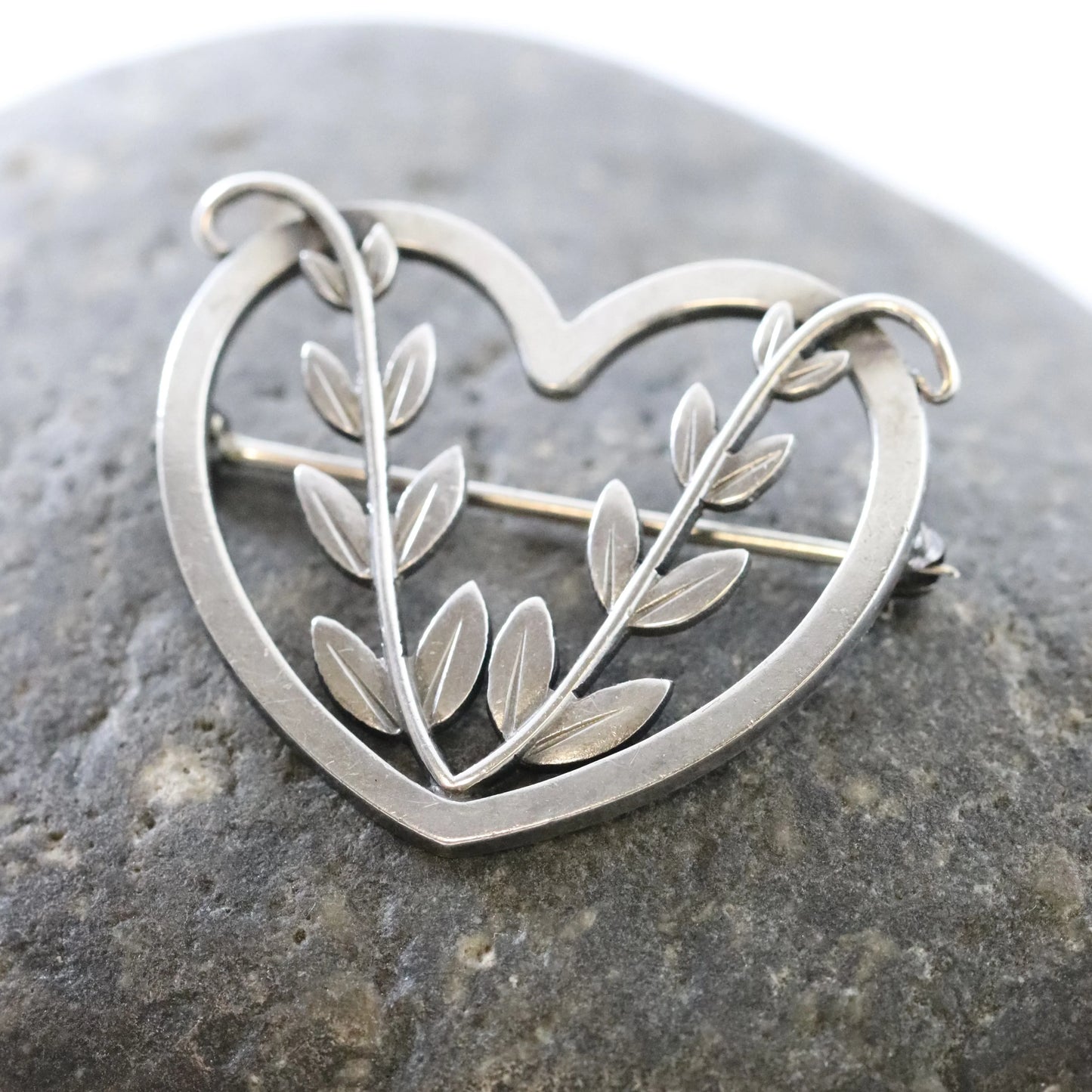 SOLD OUT: Vintage Georg Jensen Jewelry | Arno Malinowski Heart Vine Brooch 242B - Carmel Fine Silver Jewelry