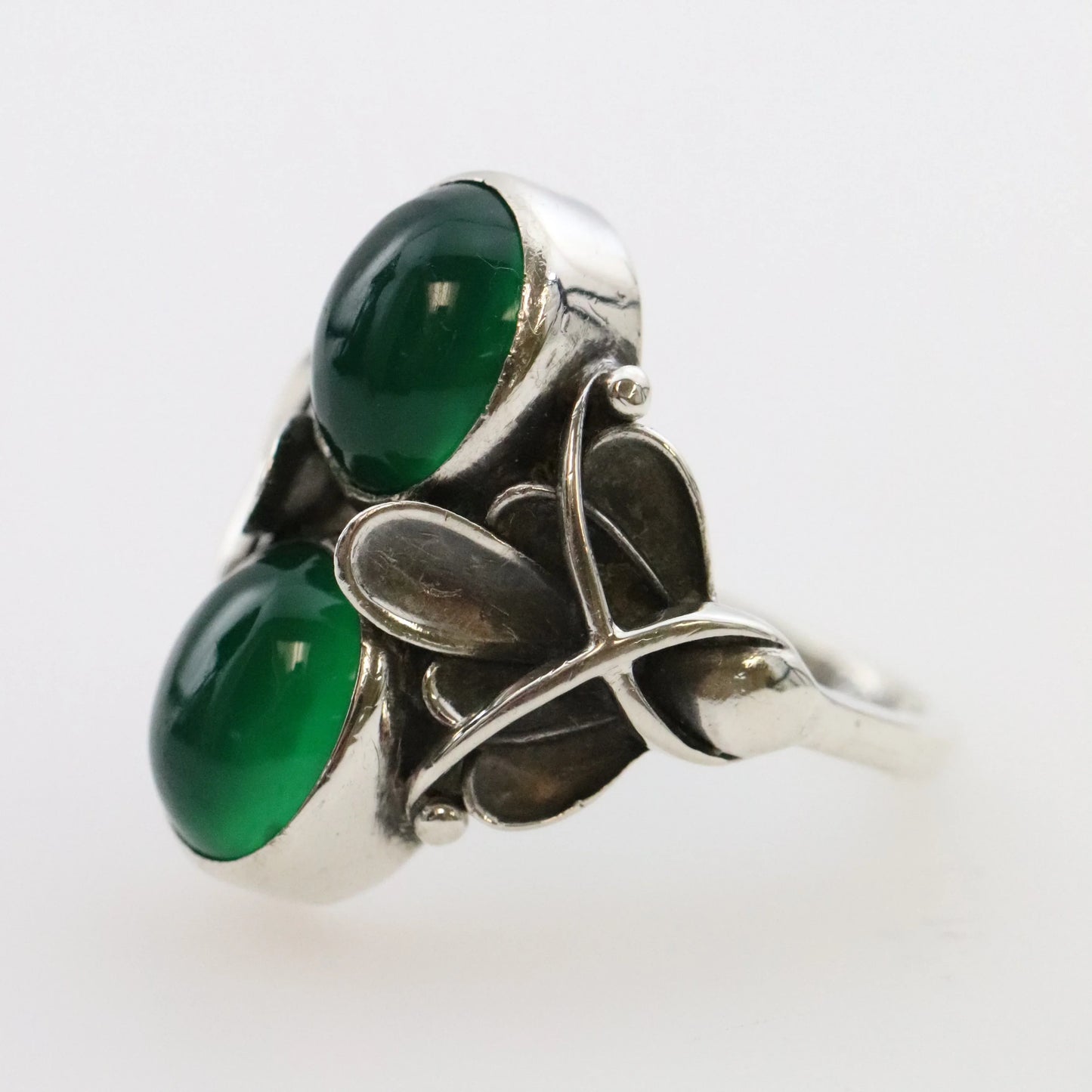 SOLD OUT: Vintage Georg Jensen Jewelry | Art Deco Chrysoprase Ring 48 - Carmel Fine Silver Jewelry