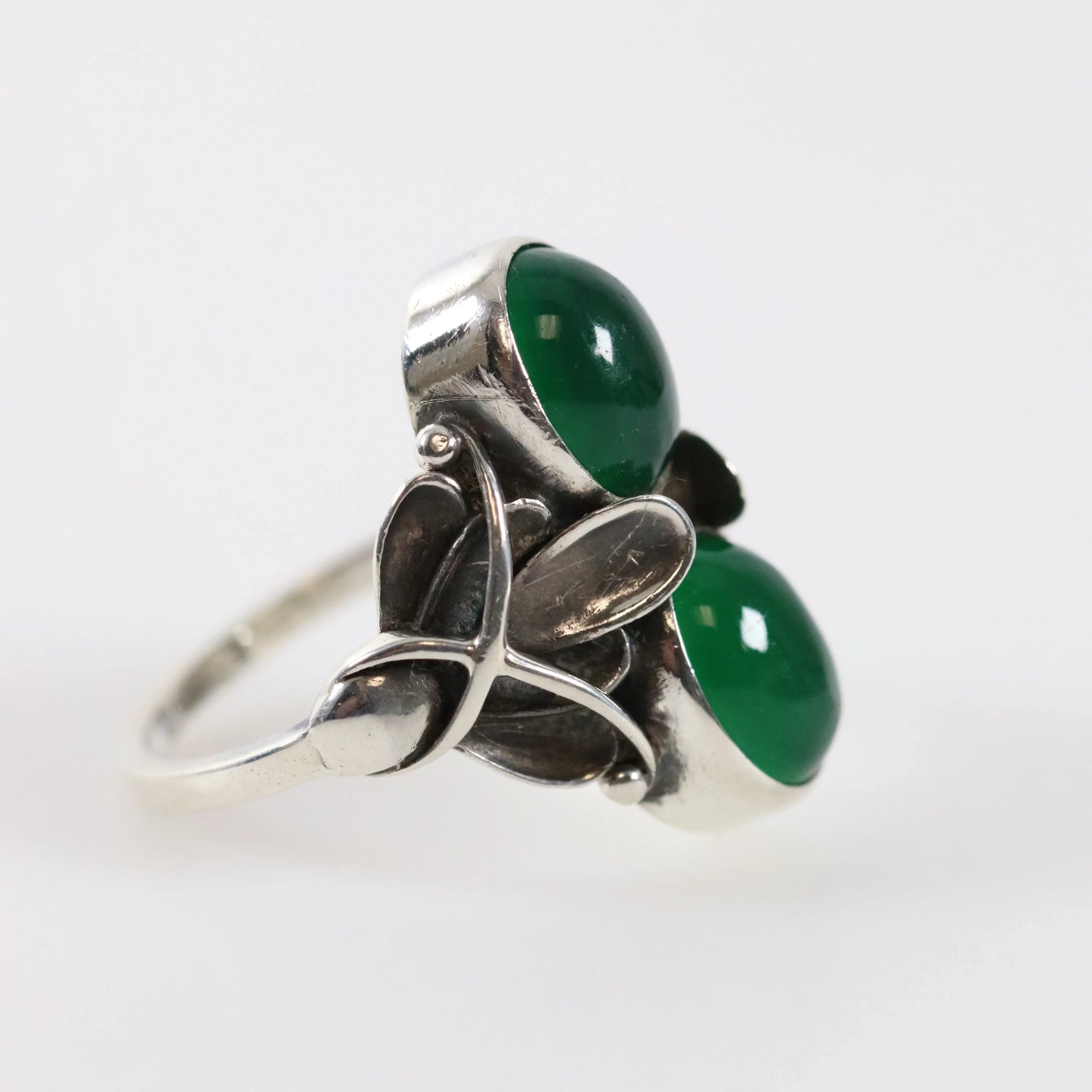 SOLD OUT: Vintage Georg Jensen Jewelry | Art Deco Chrysoprase Ring 48 - Carmel Fine Silver Jewelry