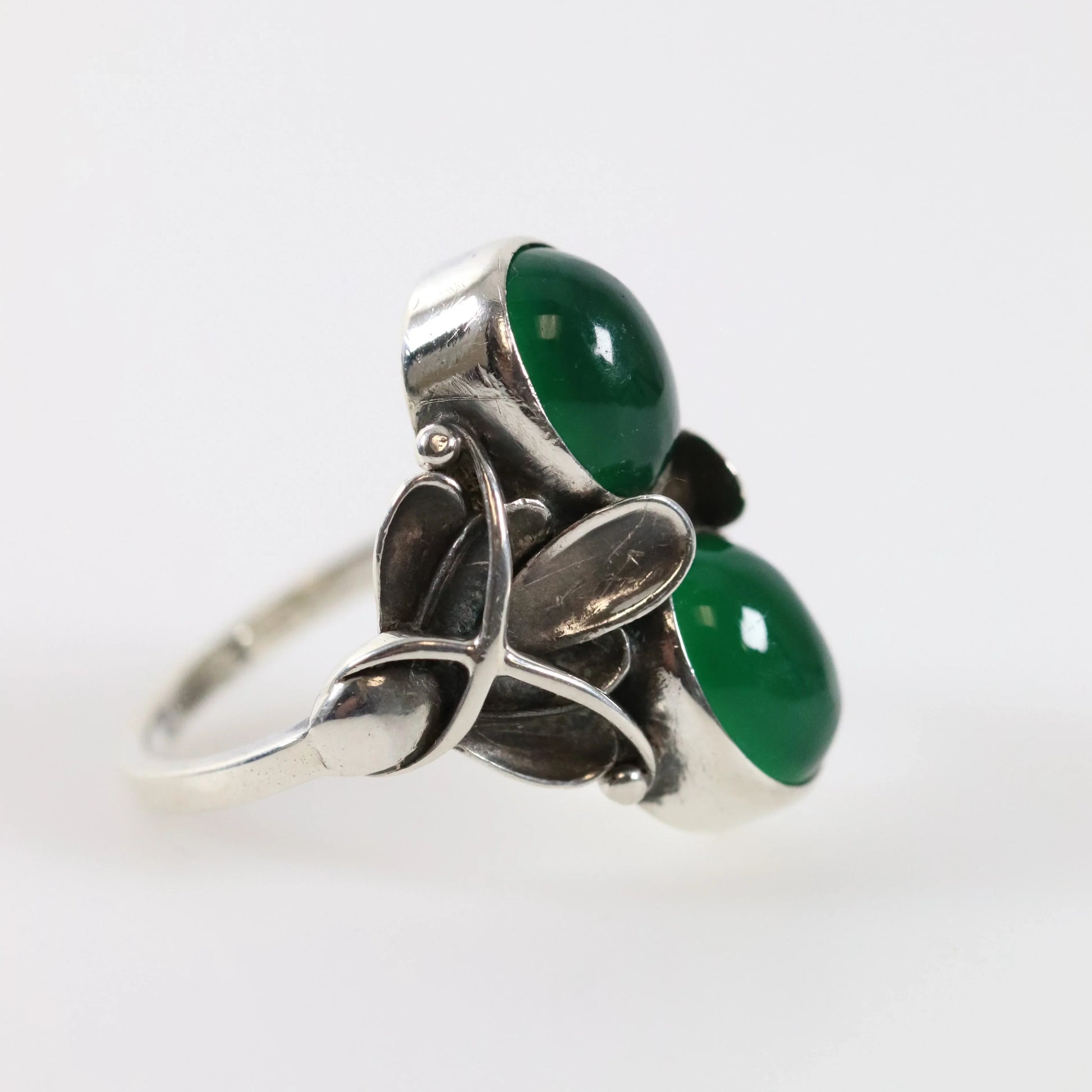 SOLD OUT: Vintage Georg Jensen Jewelry | Art Deco Chrysoprase Ring 48 - Carmel Fine Silver Jewelry
