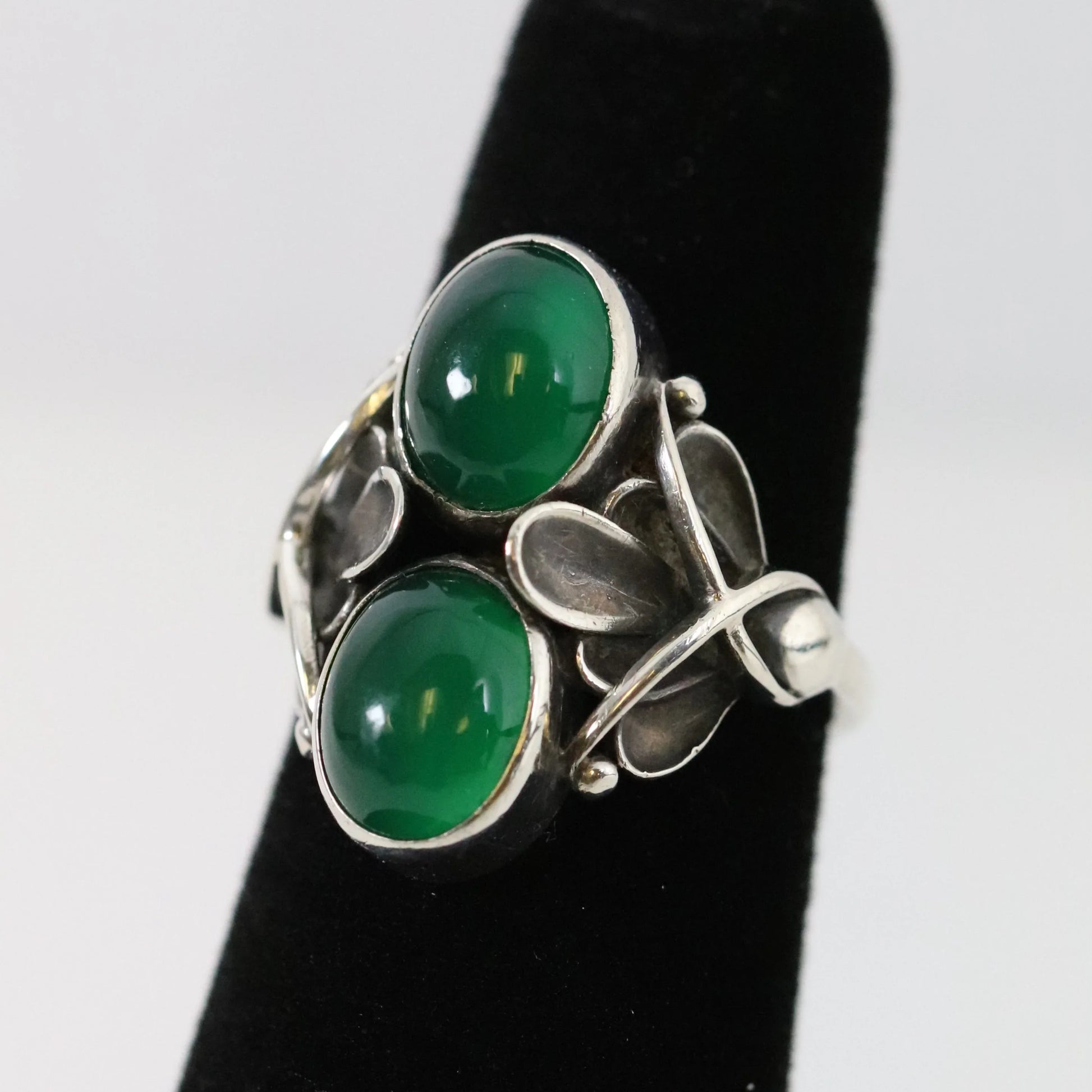 SOLD OUT: Vintage Georg Jensen Jewelry | Art Deco Chrysoprase Ring 48 - Carmel Fine Silver Jewelry