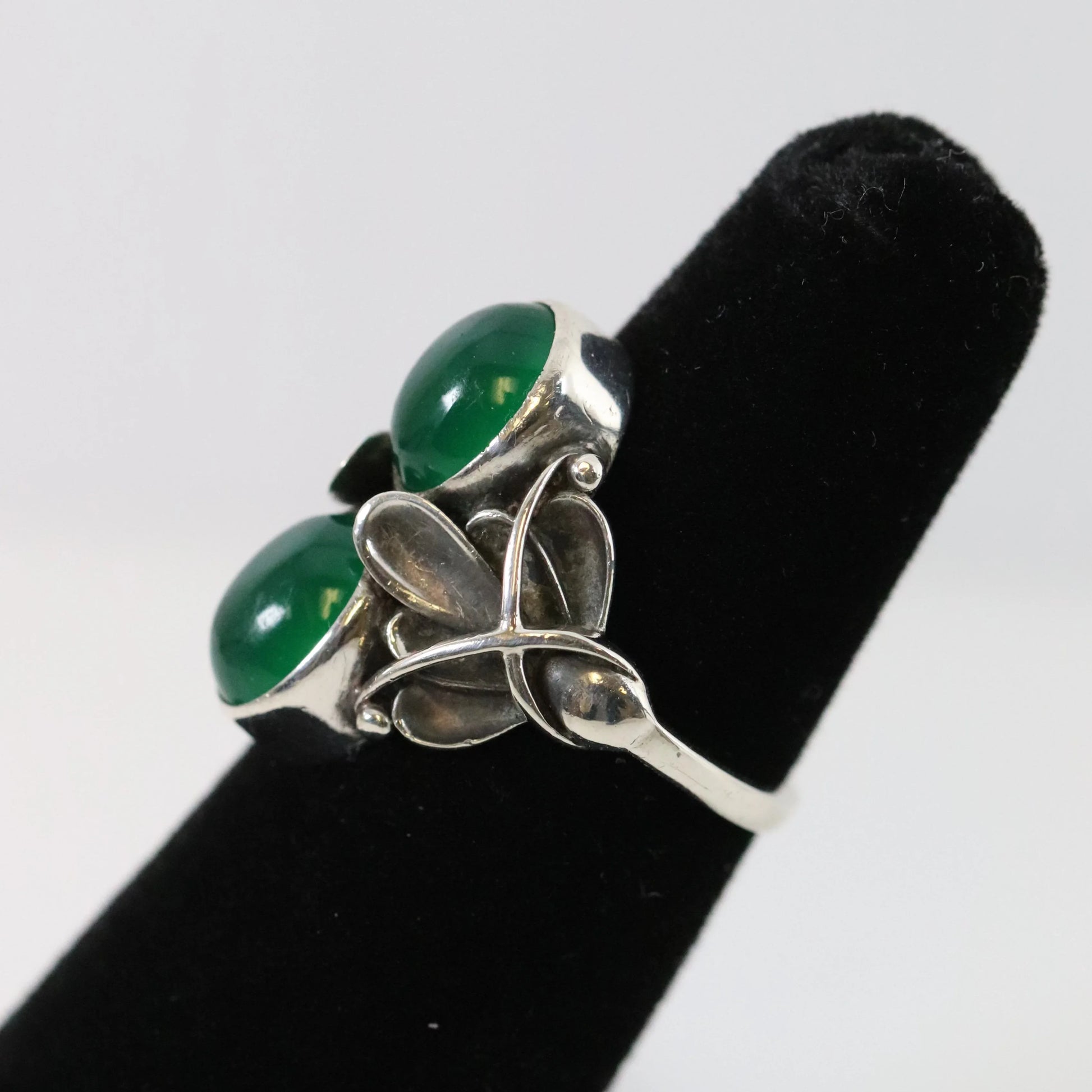 SOLD OUT: Vintage Georg Jensen Jewelry | Art Deco Chrysoprase Ring 48 - Carmel Fine Silver Jewelry